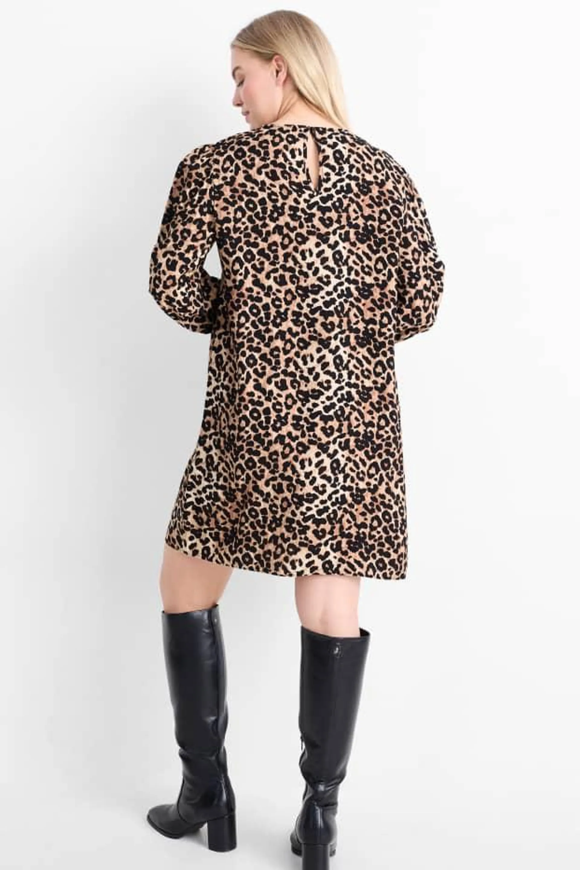 A-line dress - leopard print