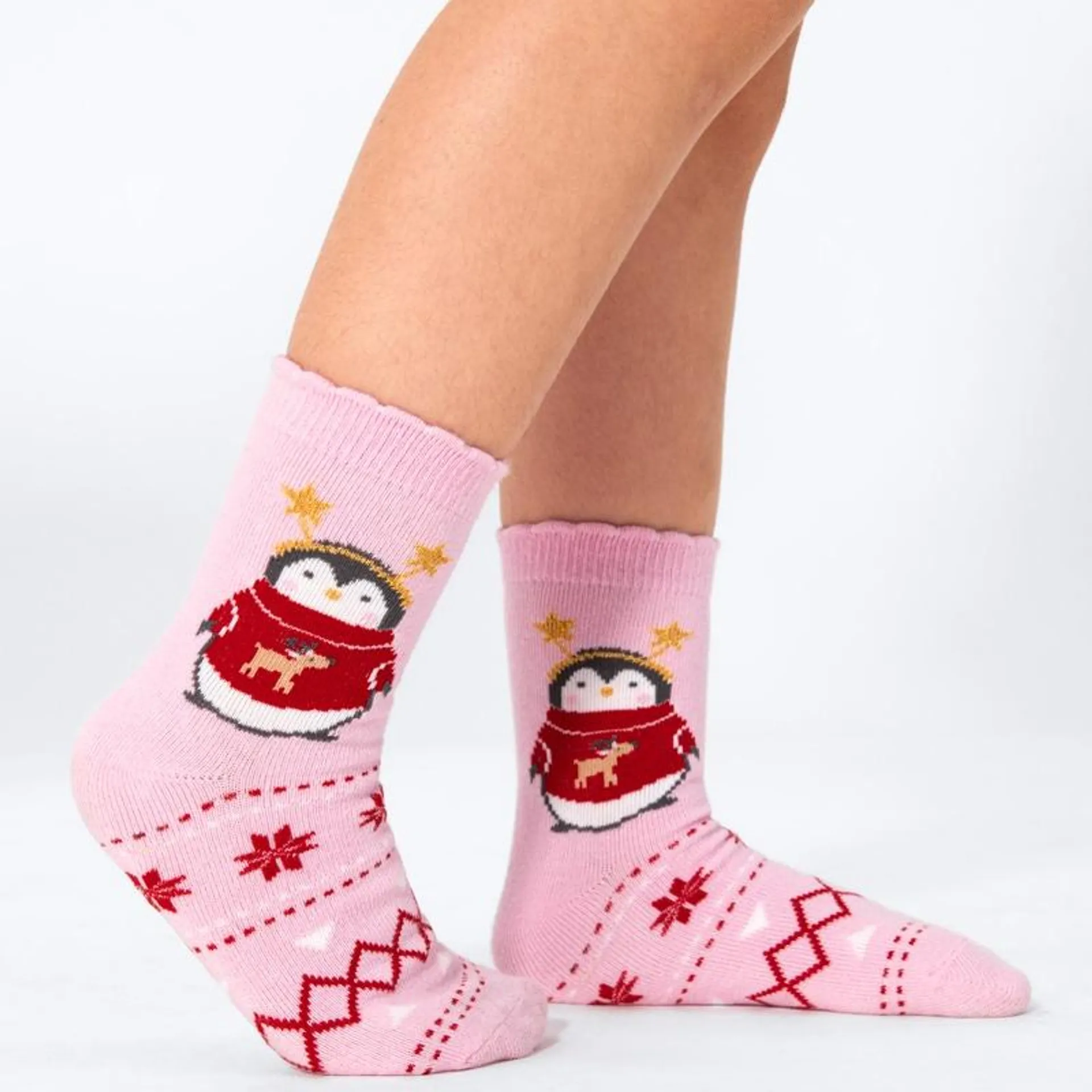 Kinder-Mädchen-Socken mit Weihnachts-Optik, 3er-Pack