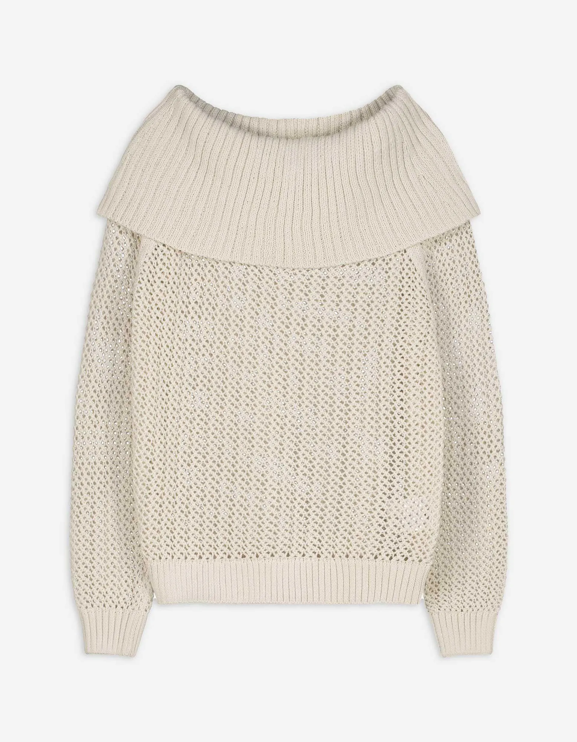 Maglione - Bordatura a costine - bianco