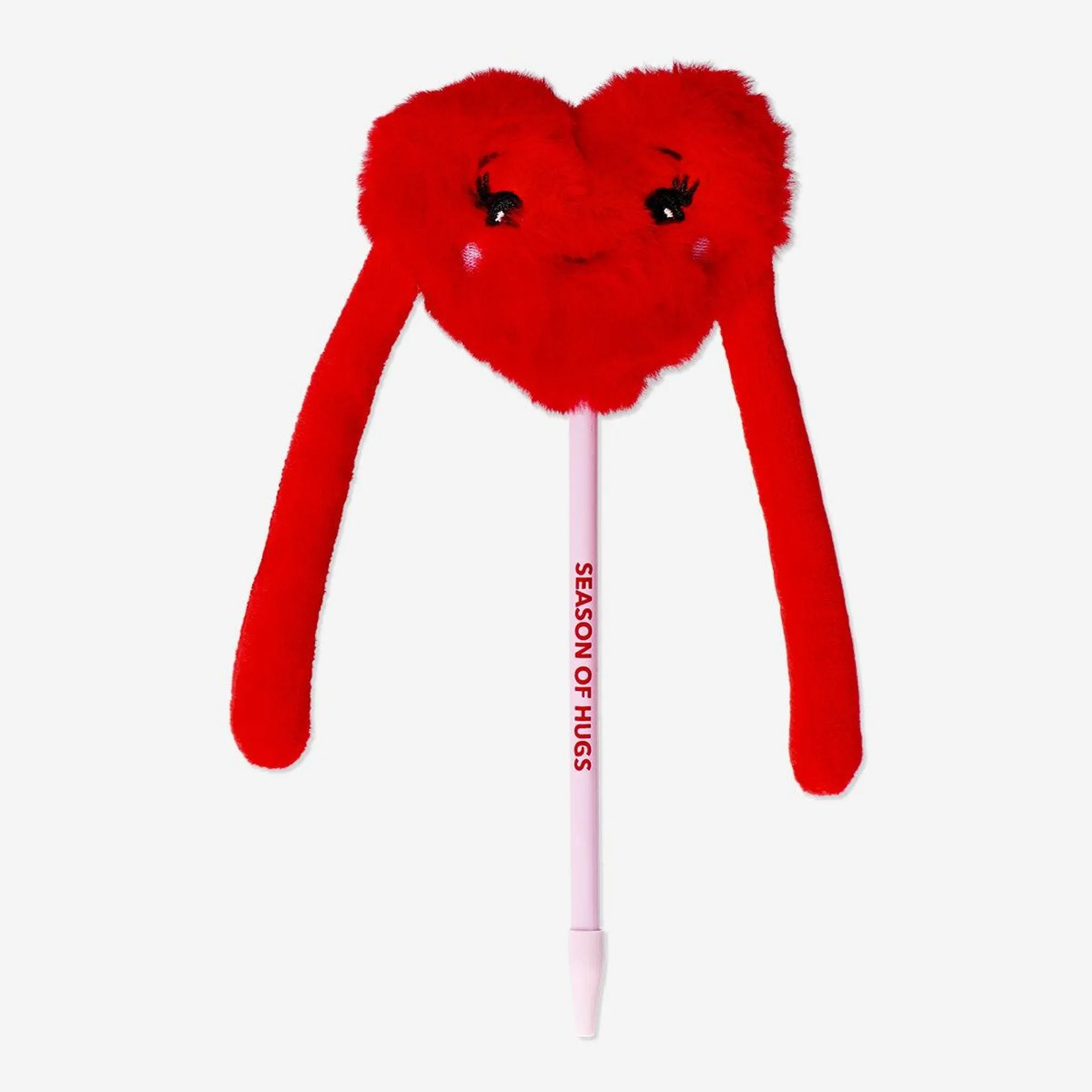 Ballpoint pen with plush red heart topper