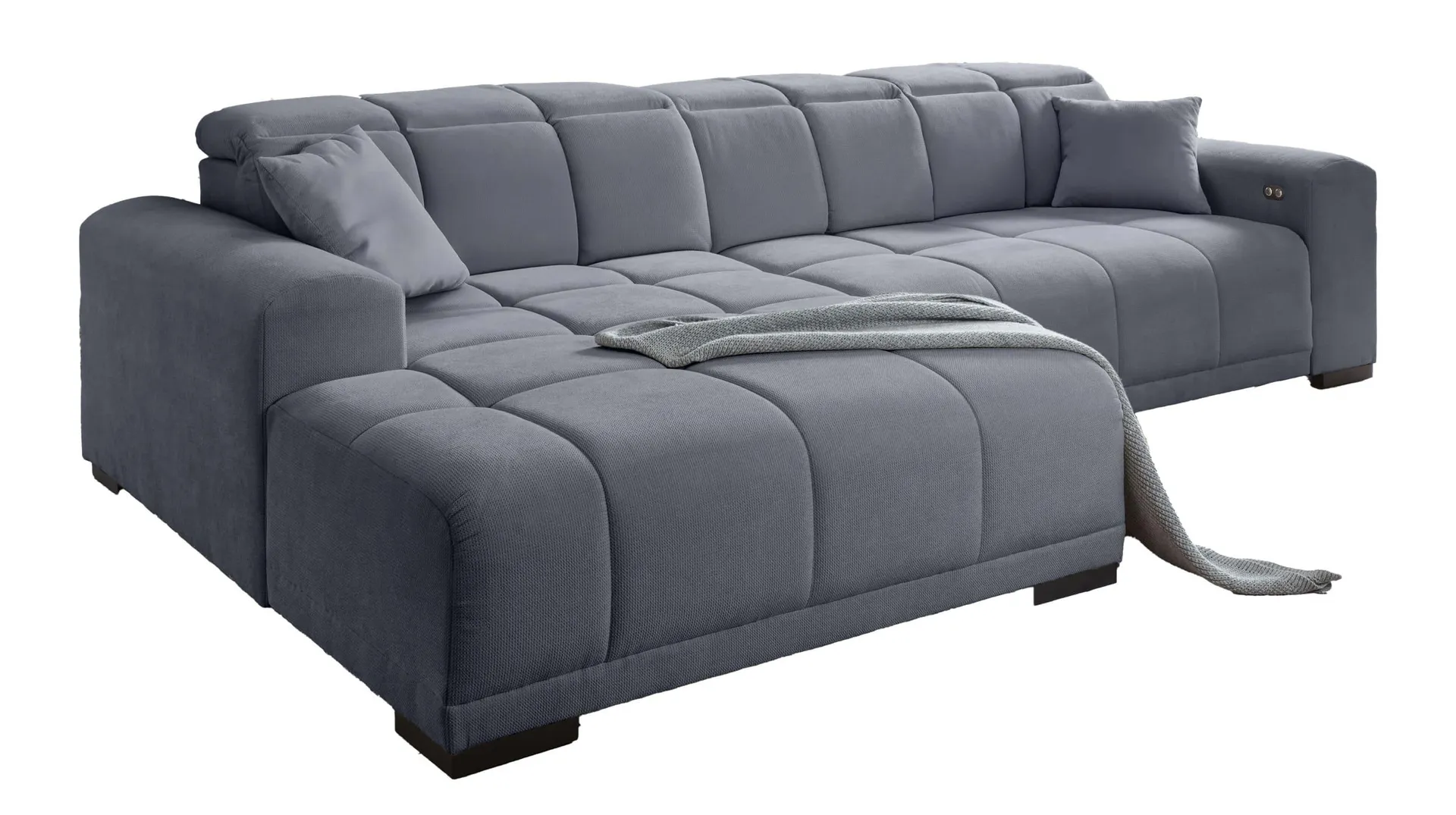 Ecksofa grau 301 x 195 cm - Sitztiefenverstellung - MASTER