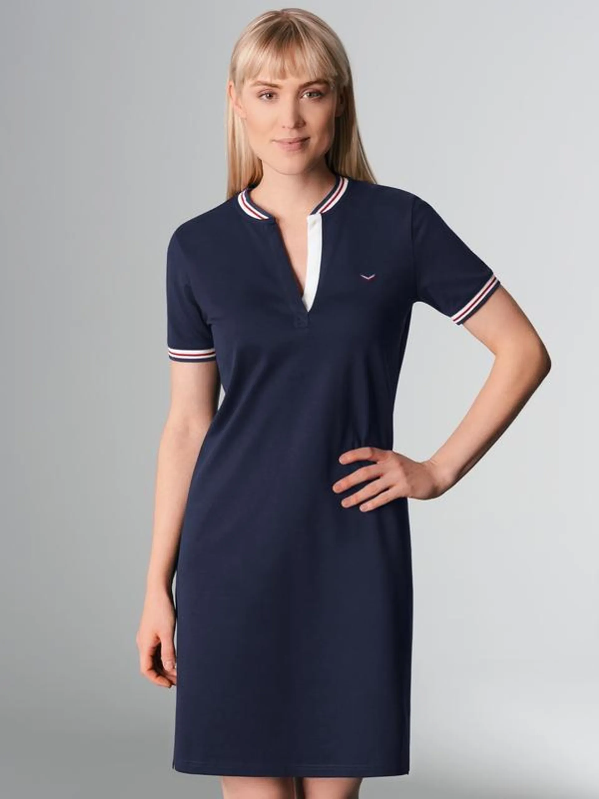 Polokleid ohne Kragen Navy