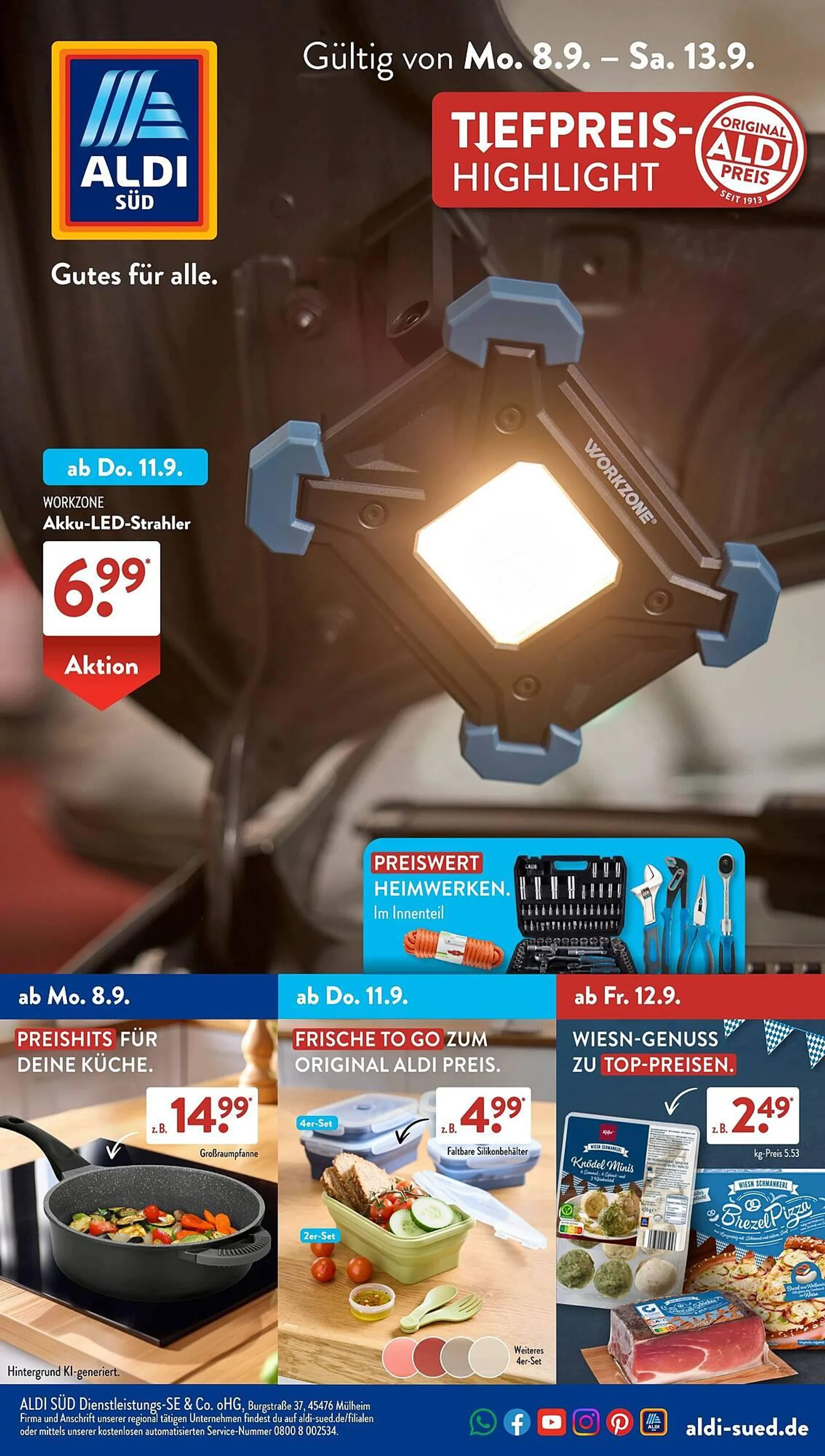 Aldi Süd Prospekt von 8. September bis 14. September 2025 - Prospekt seite 1