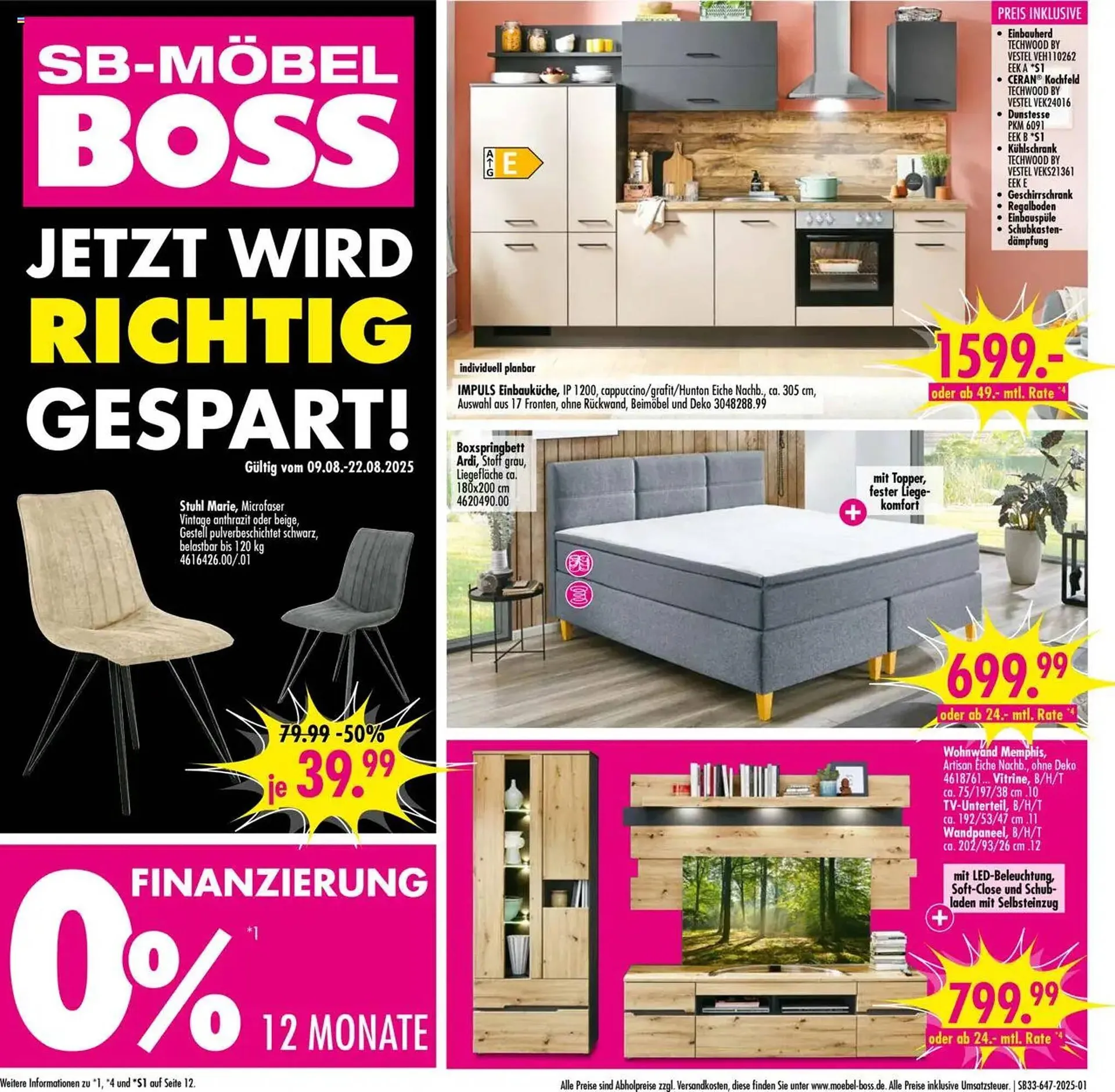Möbel Boss Prospekt von 9. August bis 22. August 2025 - Prospekt seite 1