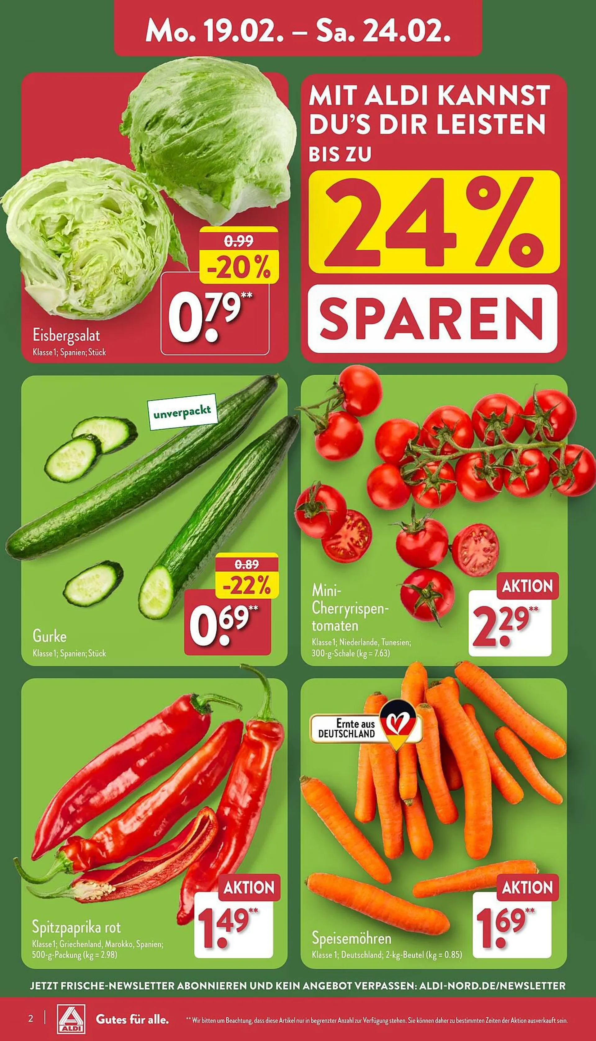 Aldi Nord Prospekt von 19. Februar bis 24. Februar 2024 - Prospekt seite 2