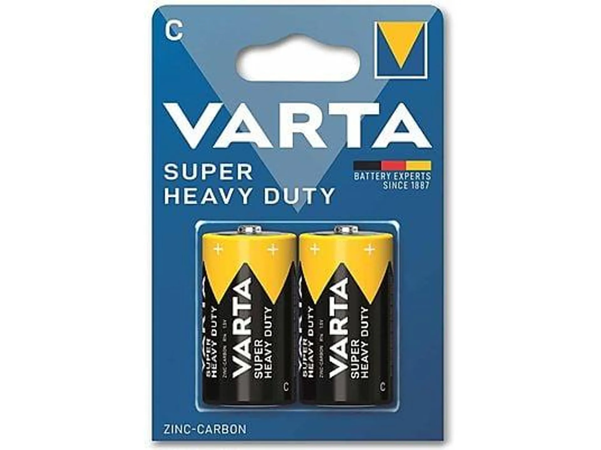 VARTA Batterie Zink-Kohle, Baby, C, R14, 1.5V, Superlife, 2 Stück Zink-Kohle Batterie, 1.5 Volt, Ah