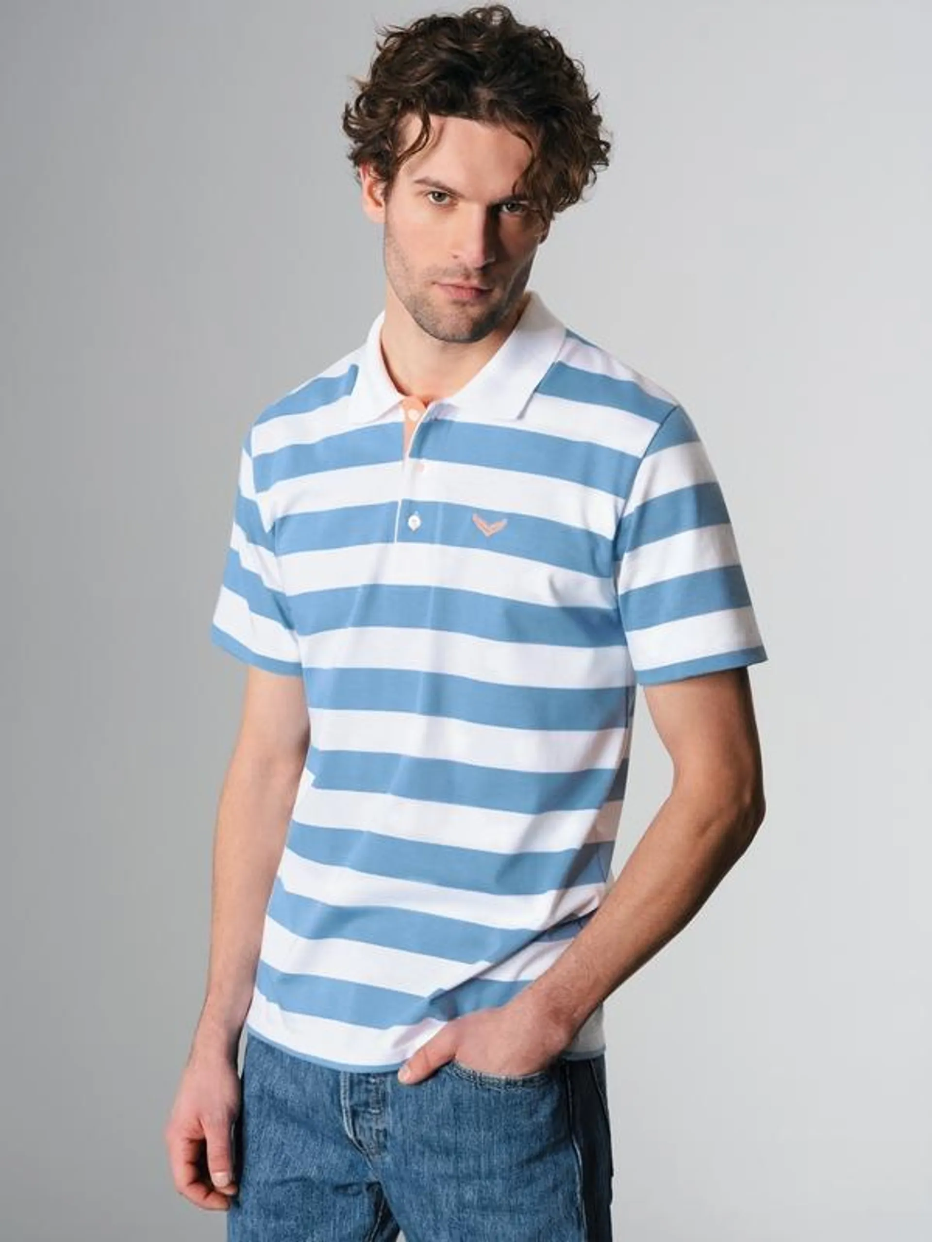 Heavy Poloshirt mit Ringelmuster Horizont