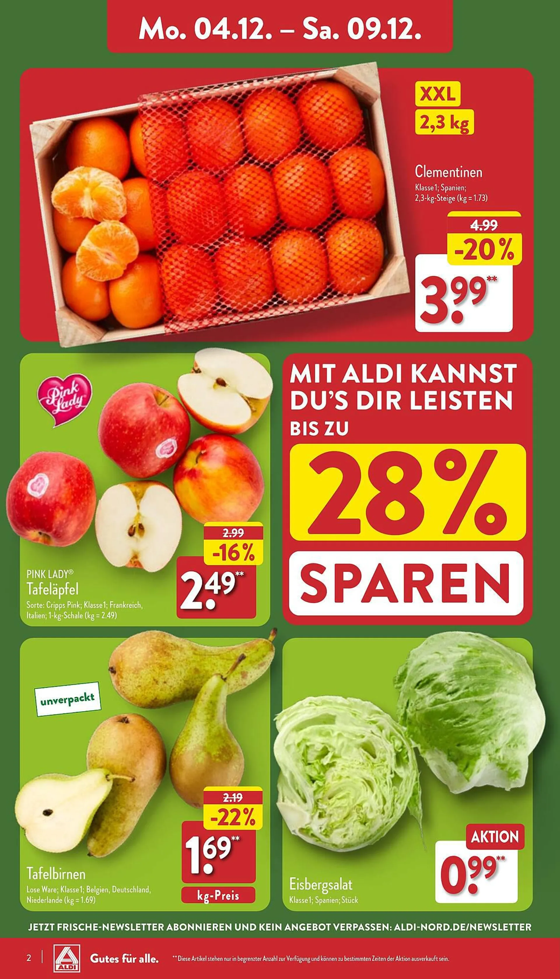 Aldi Nord Prospekt von 4. Dezember bis 9. Dezember 2023 - Prospekt seite 2