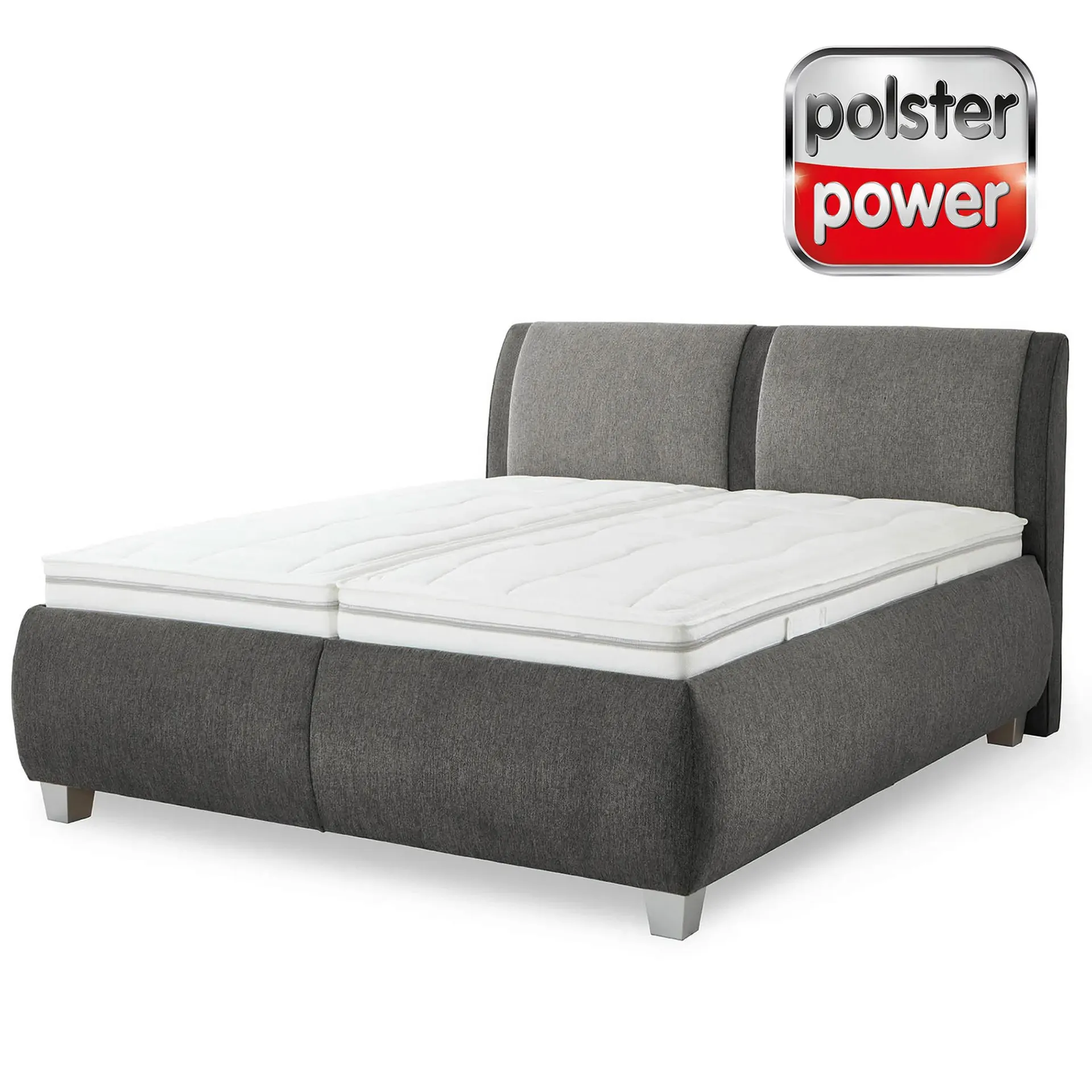 polsterpower Polsterbett - anthrazit-grau - H3/H4 - mit Bettkasten - 180x200 cm