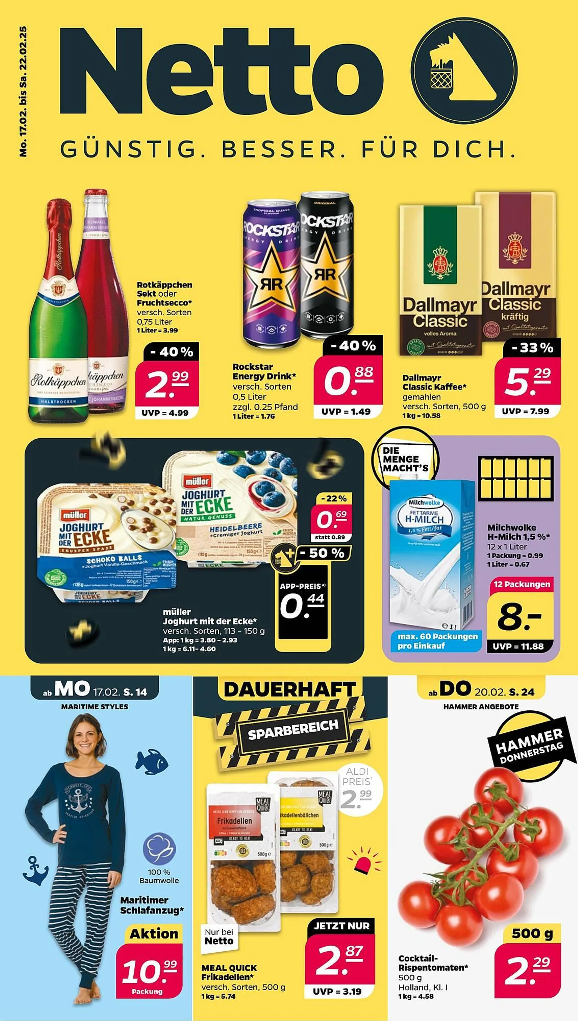 NETTO Prospekt von 17. Februar bis 22. Februar 2025 - Prospekt seite 1