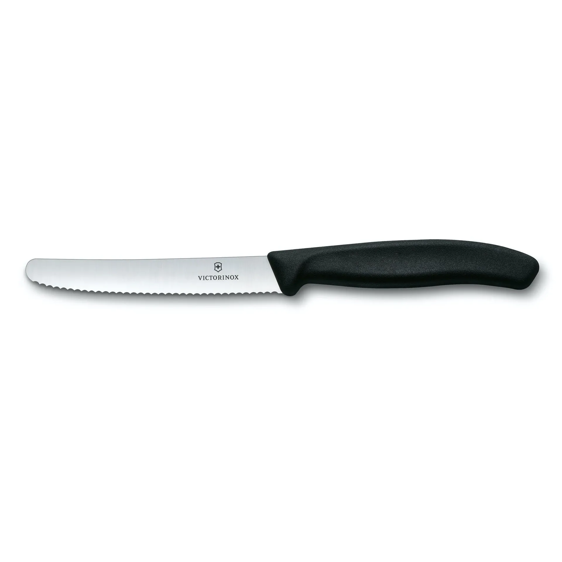 Victorinox Tomatenmesser Swiss Classic 11cm, rund, mit extra scharfem Wellenschliff, schwarz