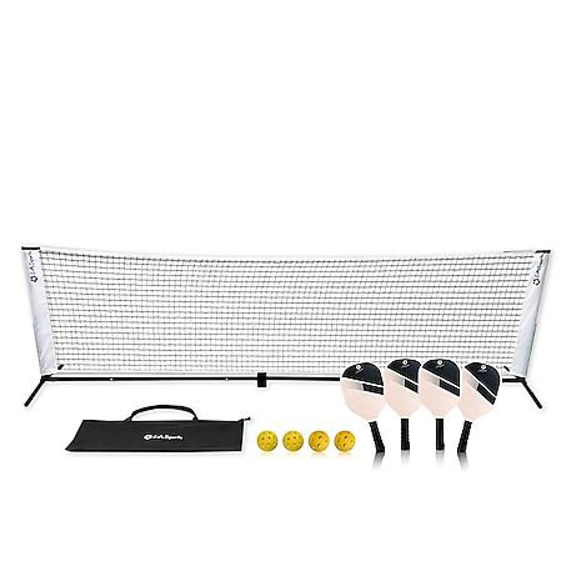 L.A. Sports Paddel-/Pickleball-Set mit Netz, 4 Schlägern & 4 Bällen