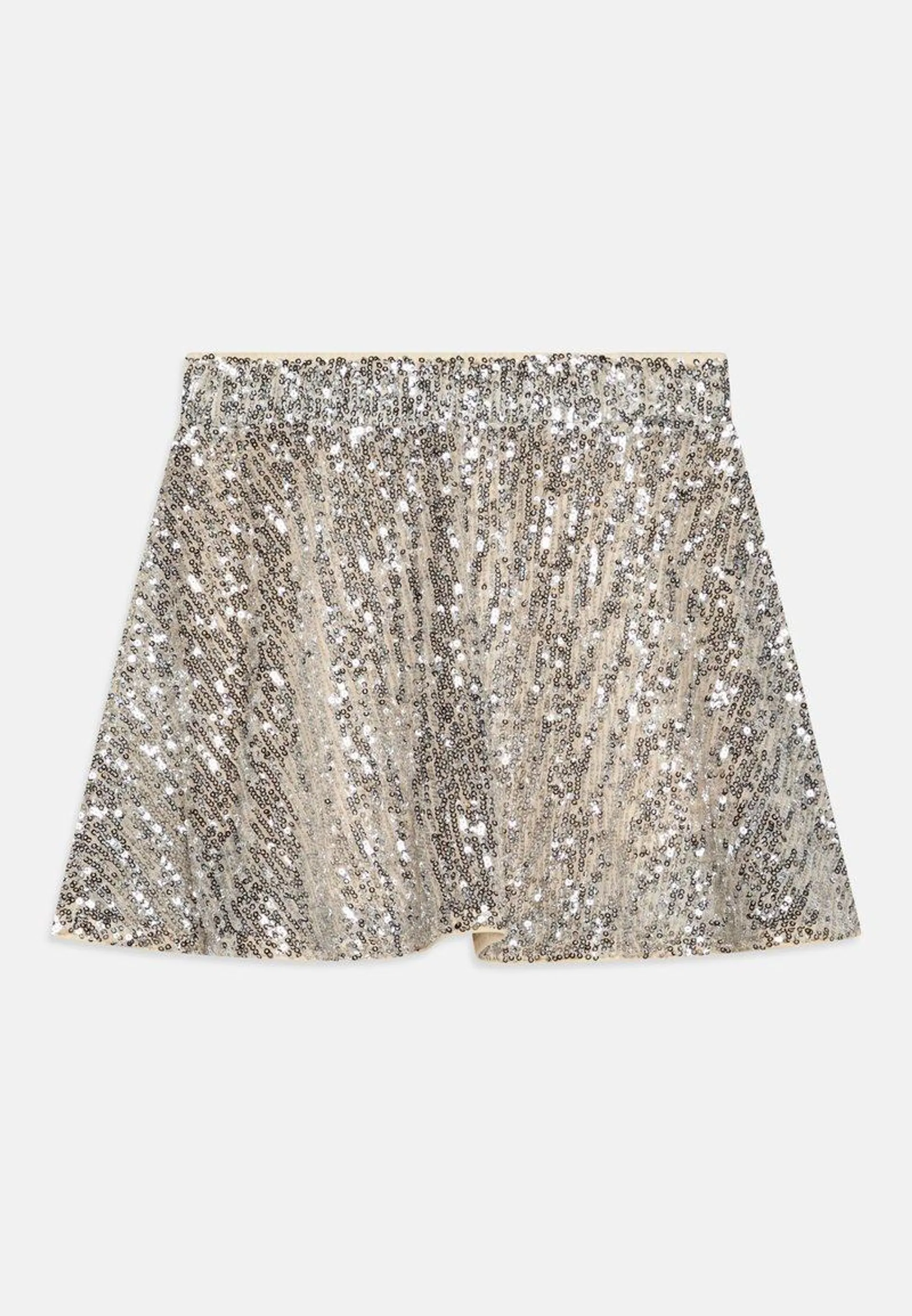 SKIRT SEQUINS SKATER - A-line skirt - silver