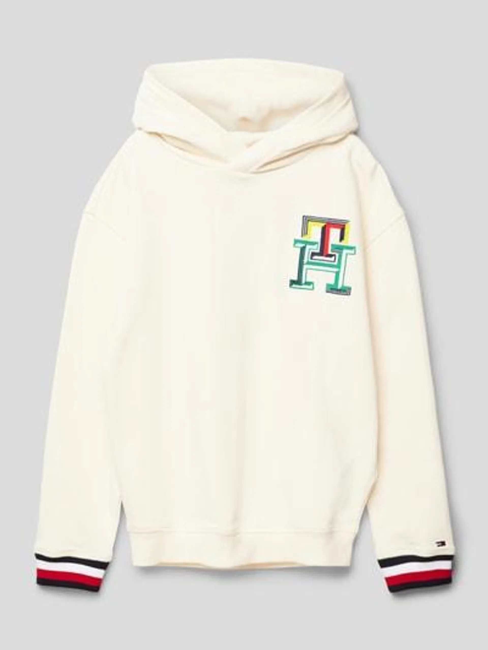 Hoodie mit Label-Stitching in offwhite