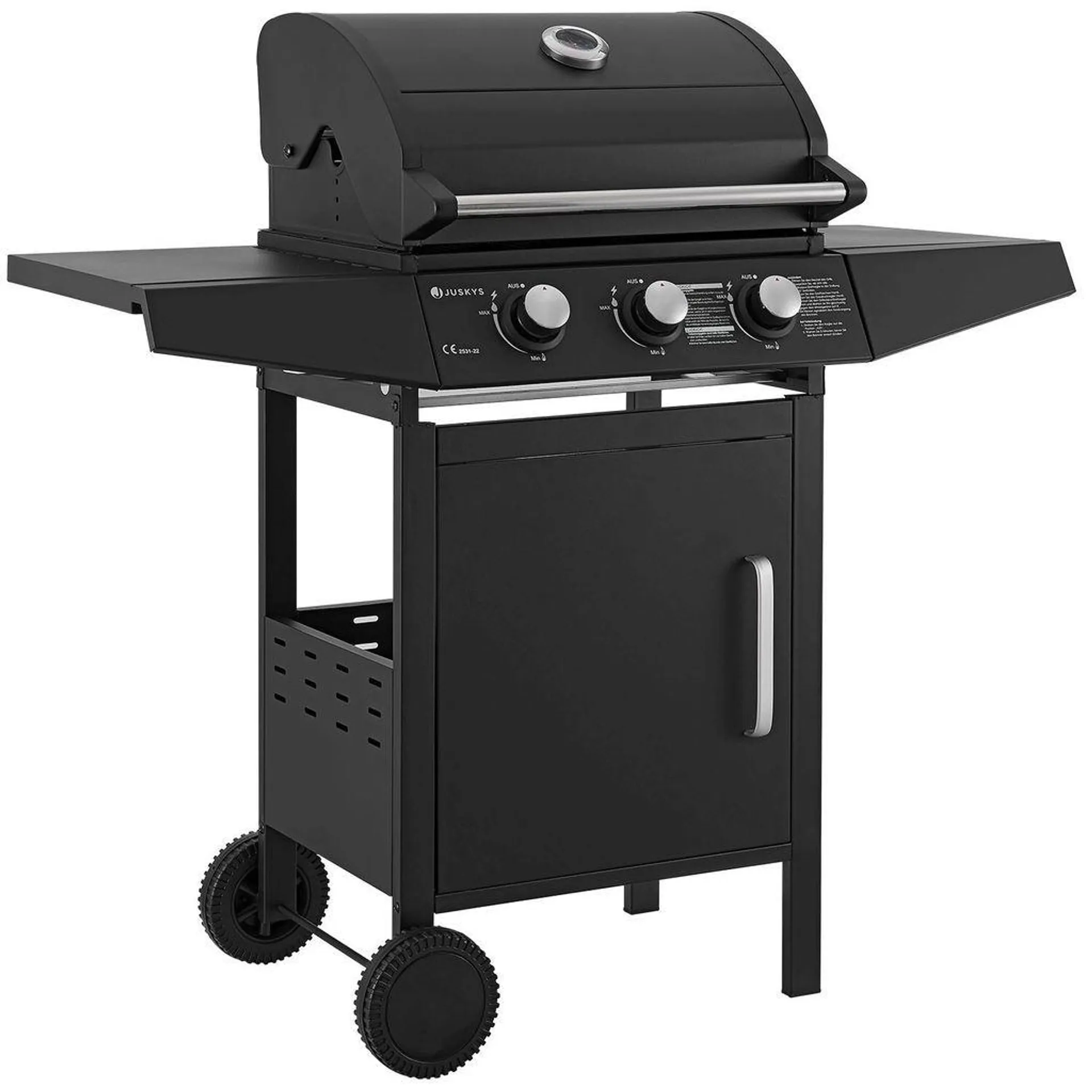 Juskys BBQ Gas-Grill Louisiana 8,1 kW - 3 Brenner Grillrost, Deckel mit Thermometer