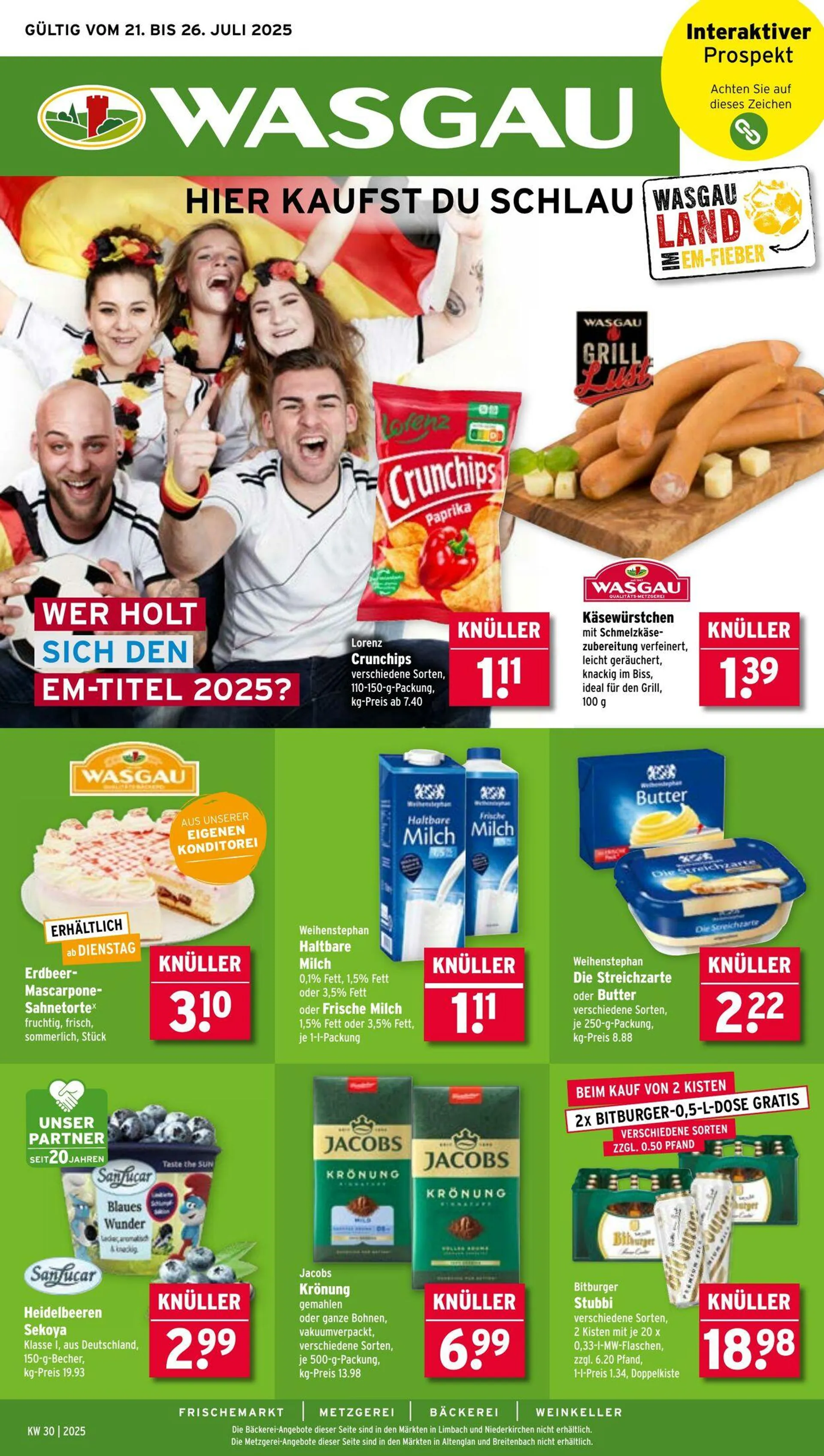 Wasgau von 21. Juli bis 26. Juli 2025 - Prospekt seite 1
