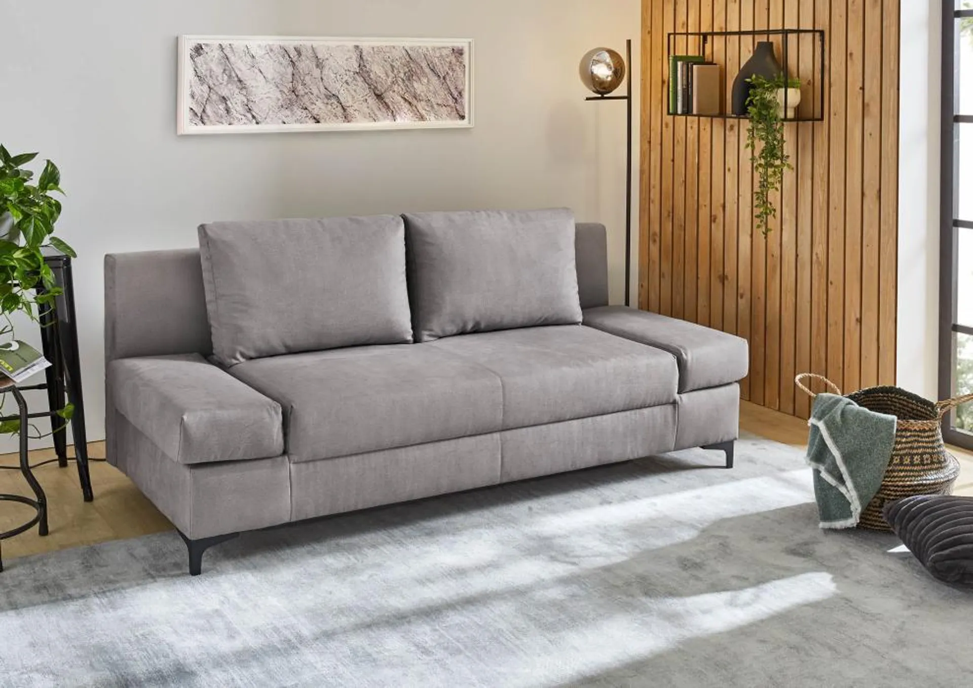 Schlafsofa mit Bettkasten 195 cm breit Grau PIT