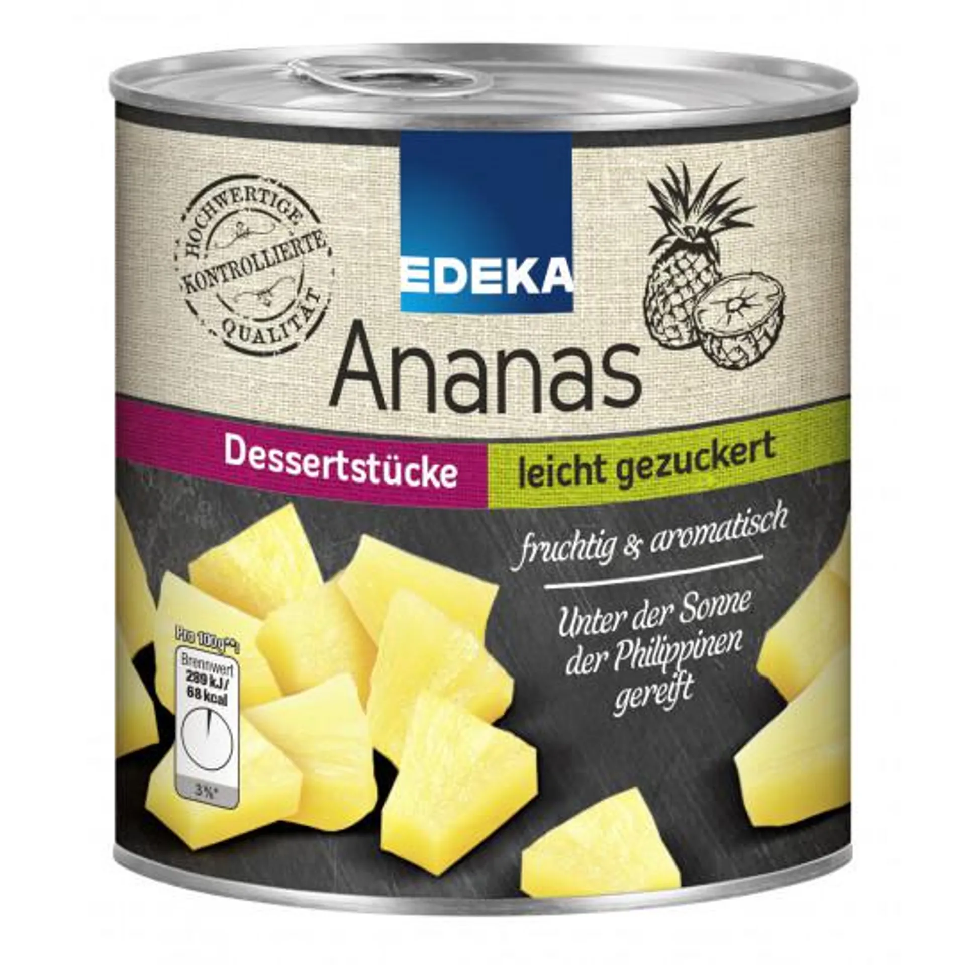 EDEKA Ananas Dessertstücke leicht gezuckert 567G