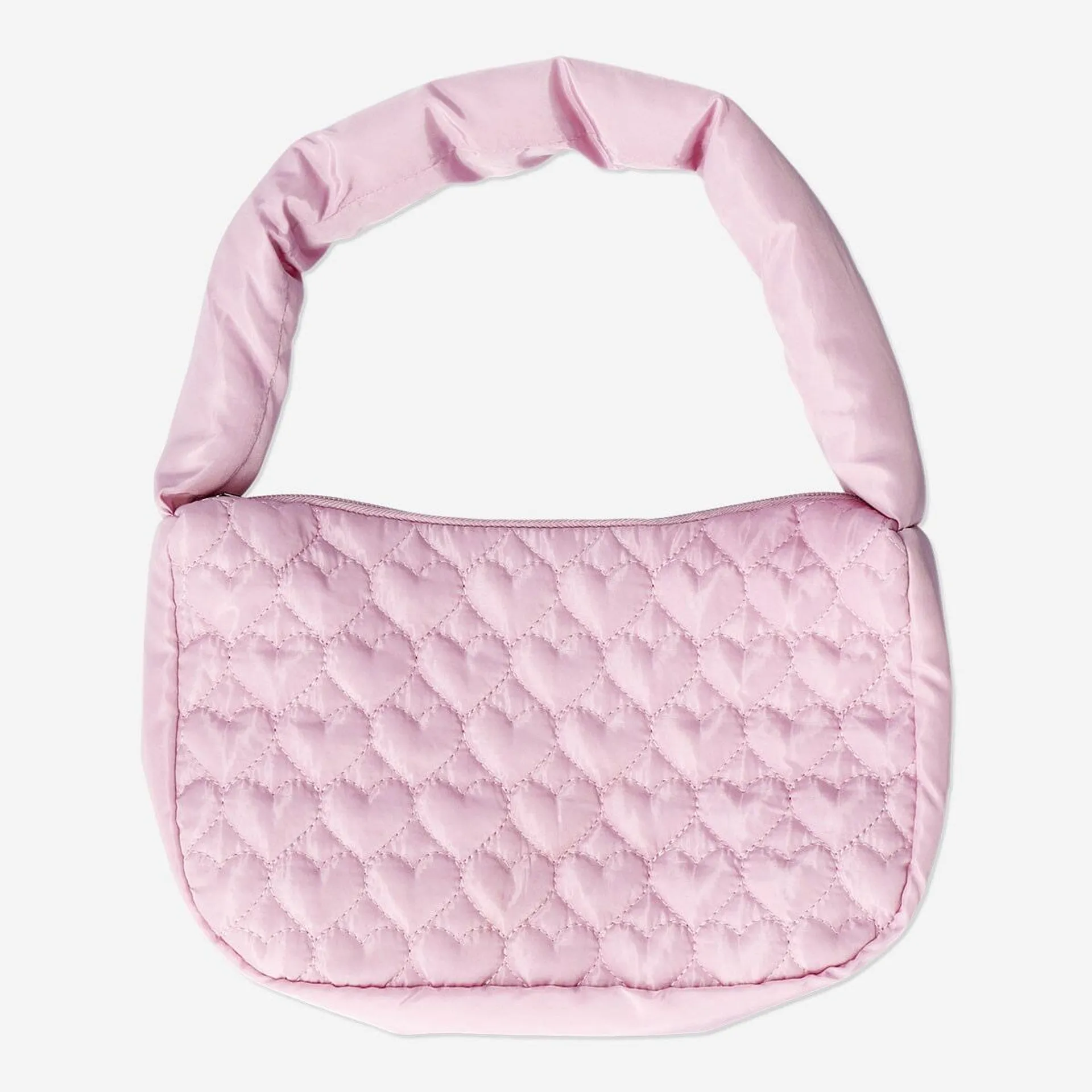 Pink bag with quilted hearts