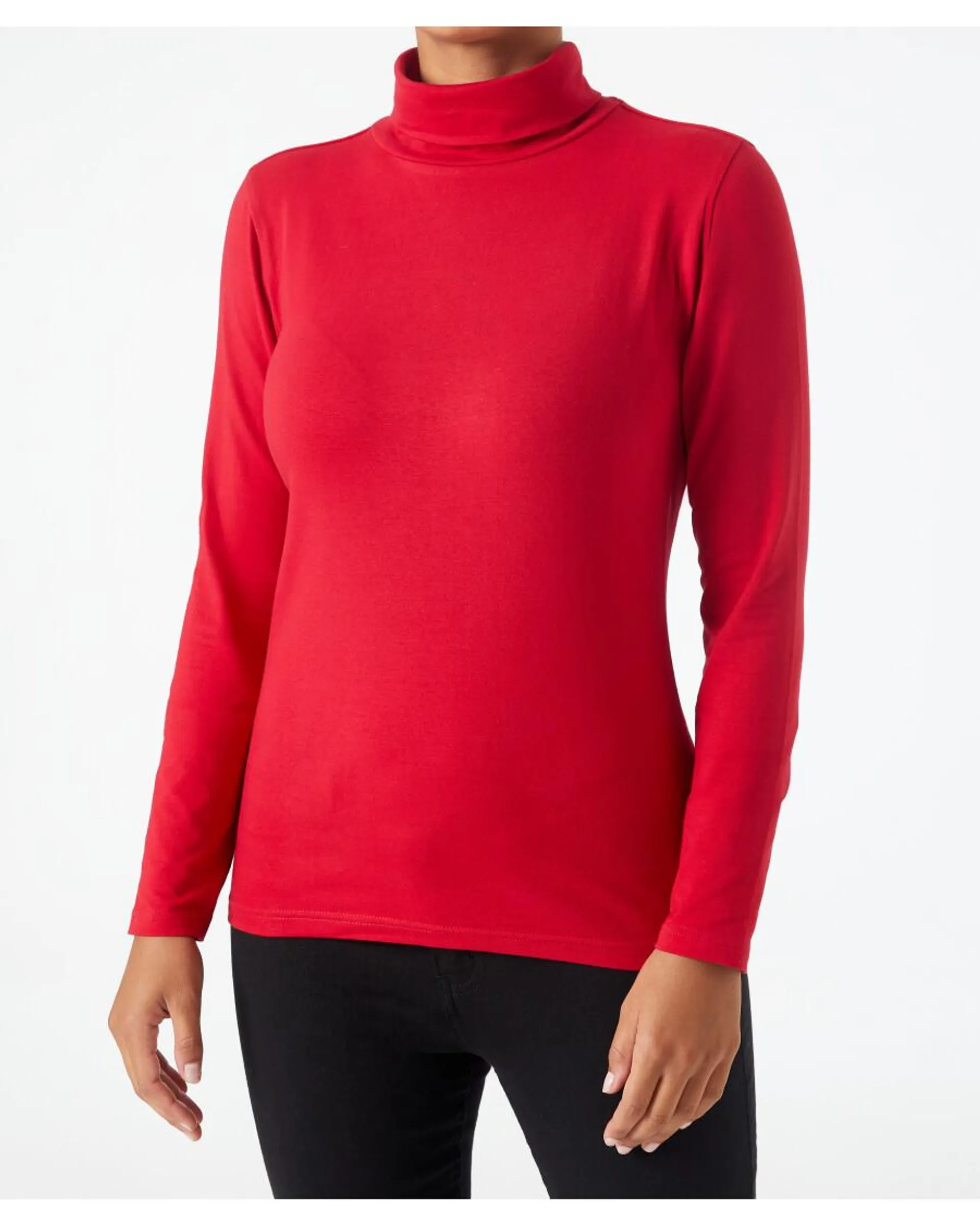 Rotes Langarmshirt Janina, Rollkragen