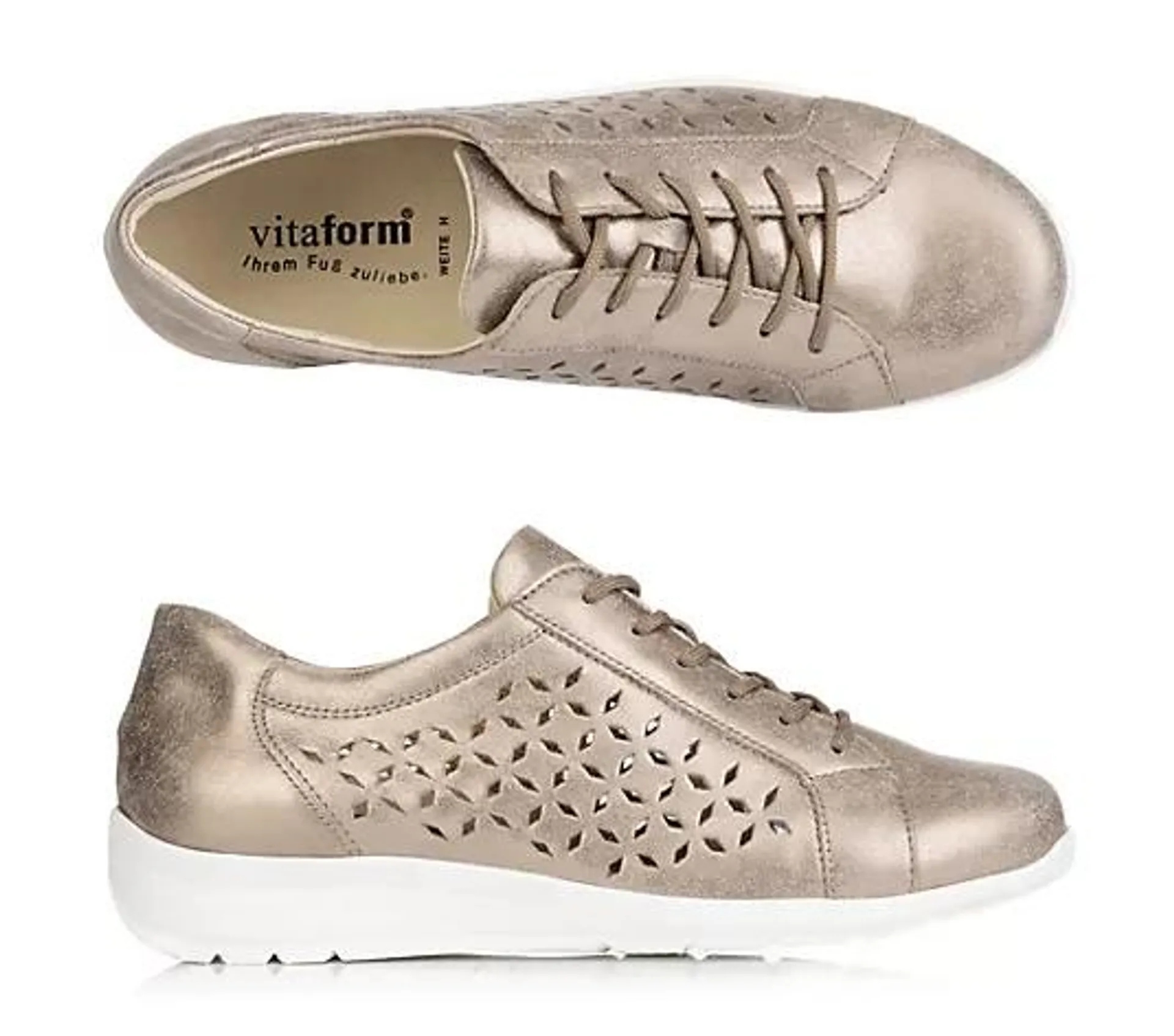 VITAFORM Damen- Sneaker Leder metallic Perforation