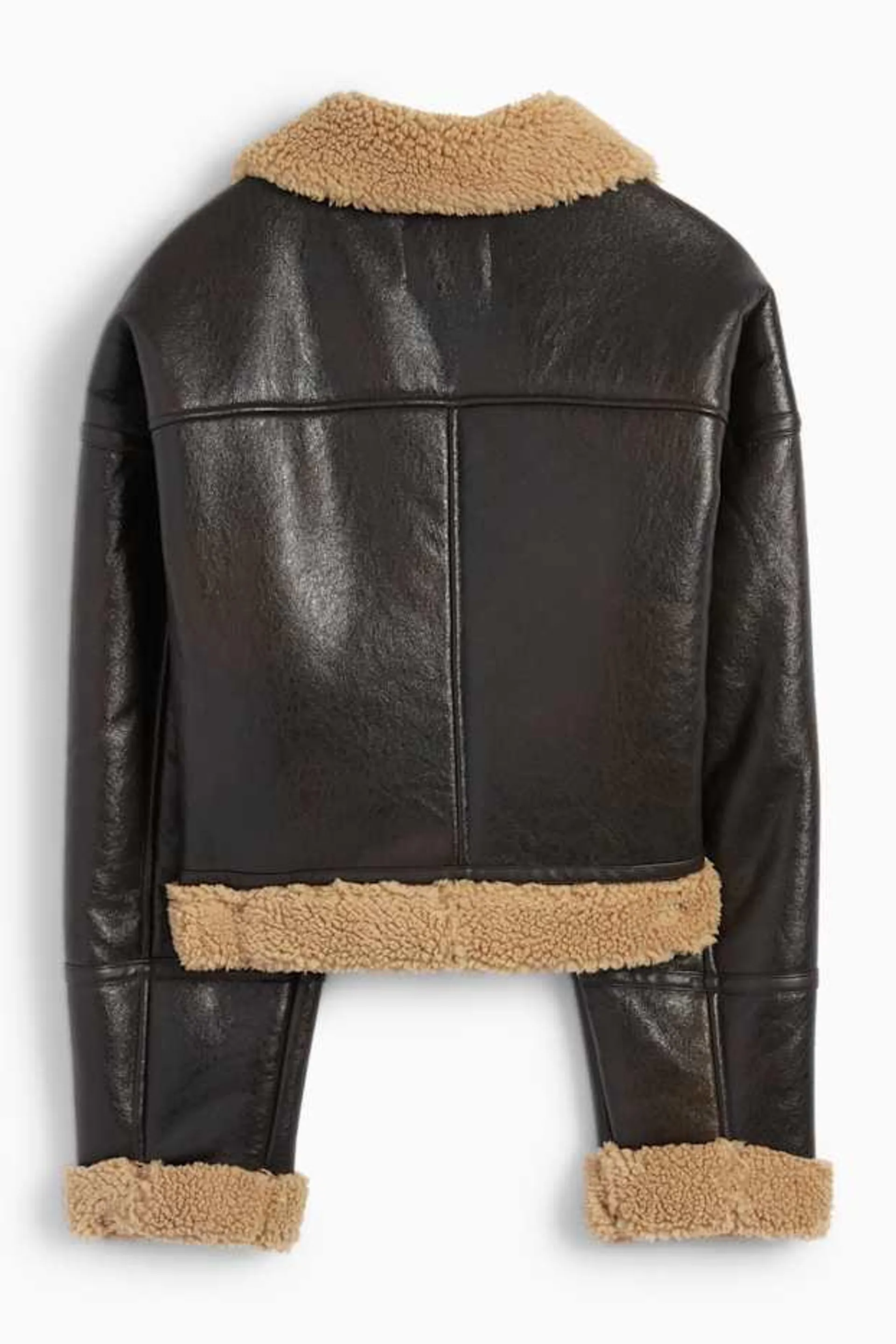 Faux shearling jacket - faux leather