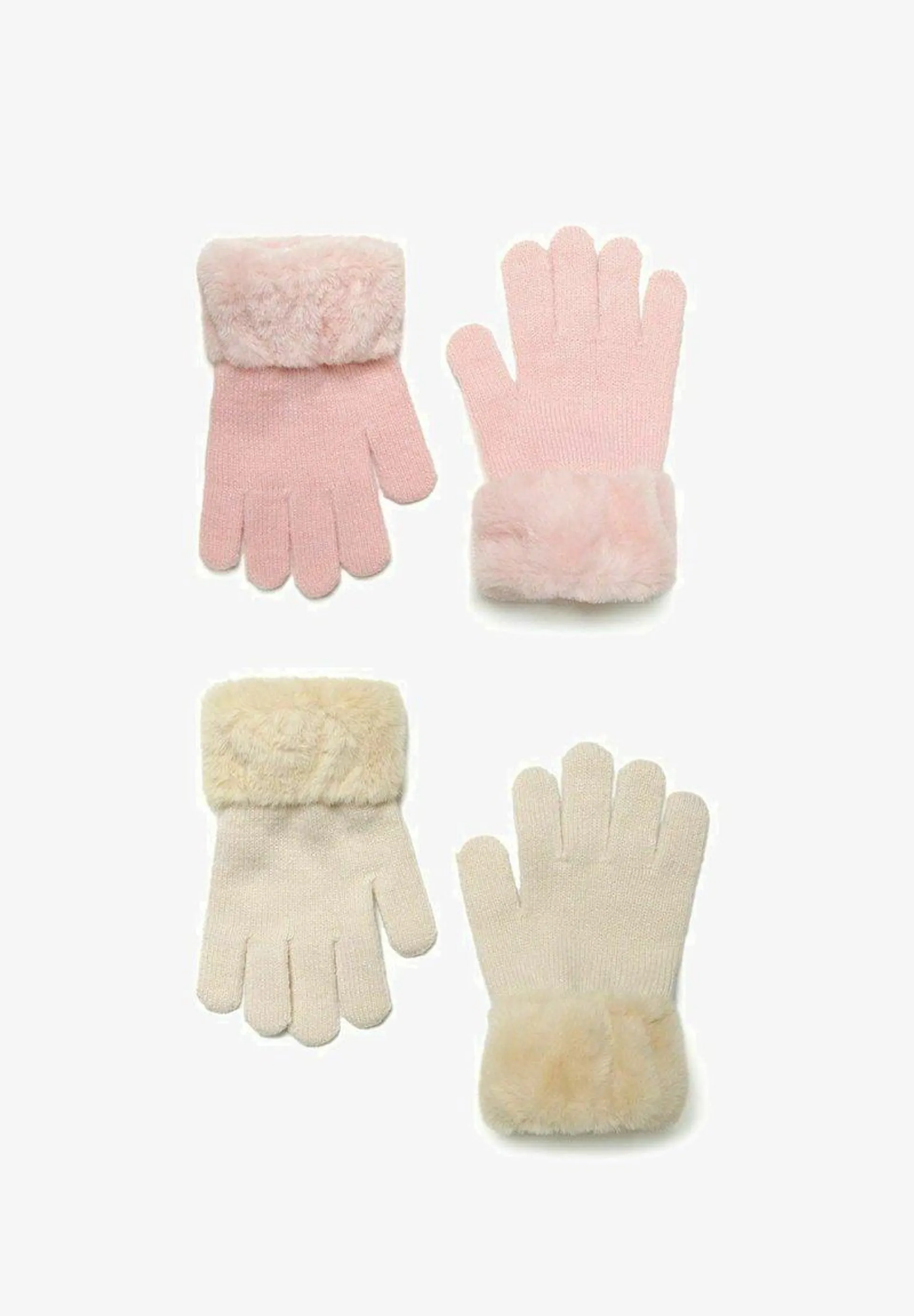 2 PACK WITH CUFFS - Gloves - pink ecru