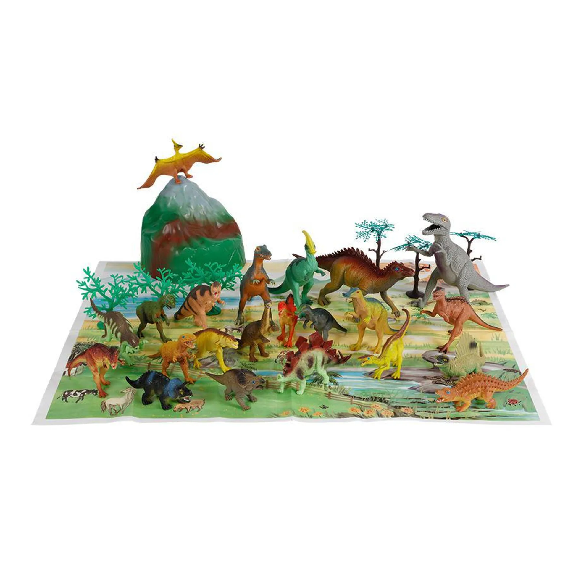 Spielfiguren-Set Dinosaurier mit Spielmatte und Zubehör