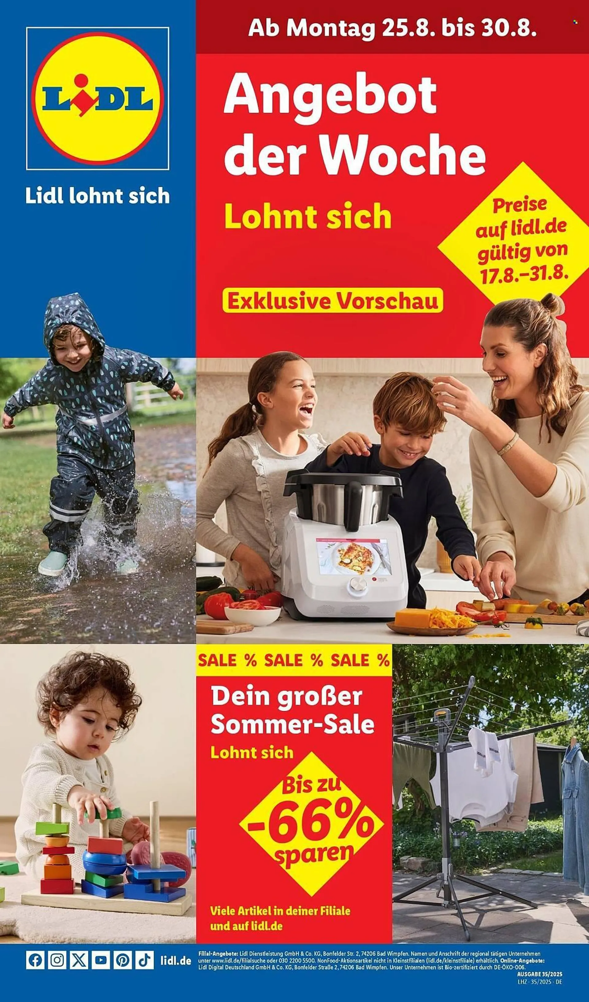 Lidl Prospekt von 25. August bis 30. August 2025 - Prospekt seite 1