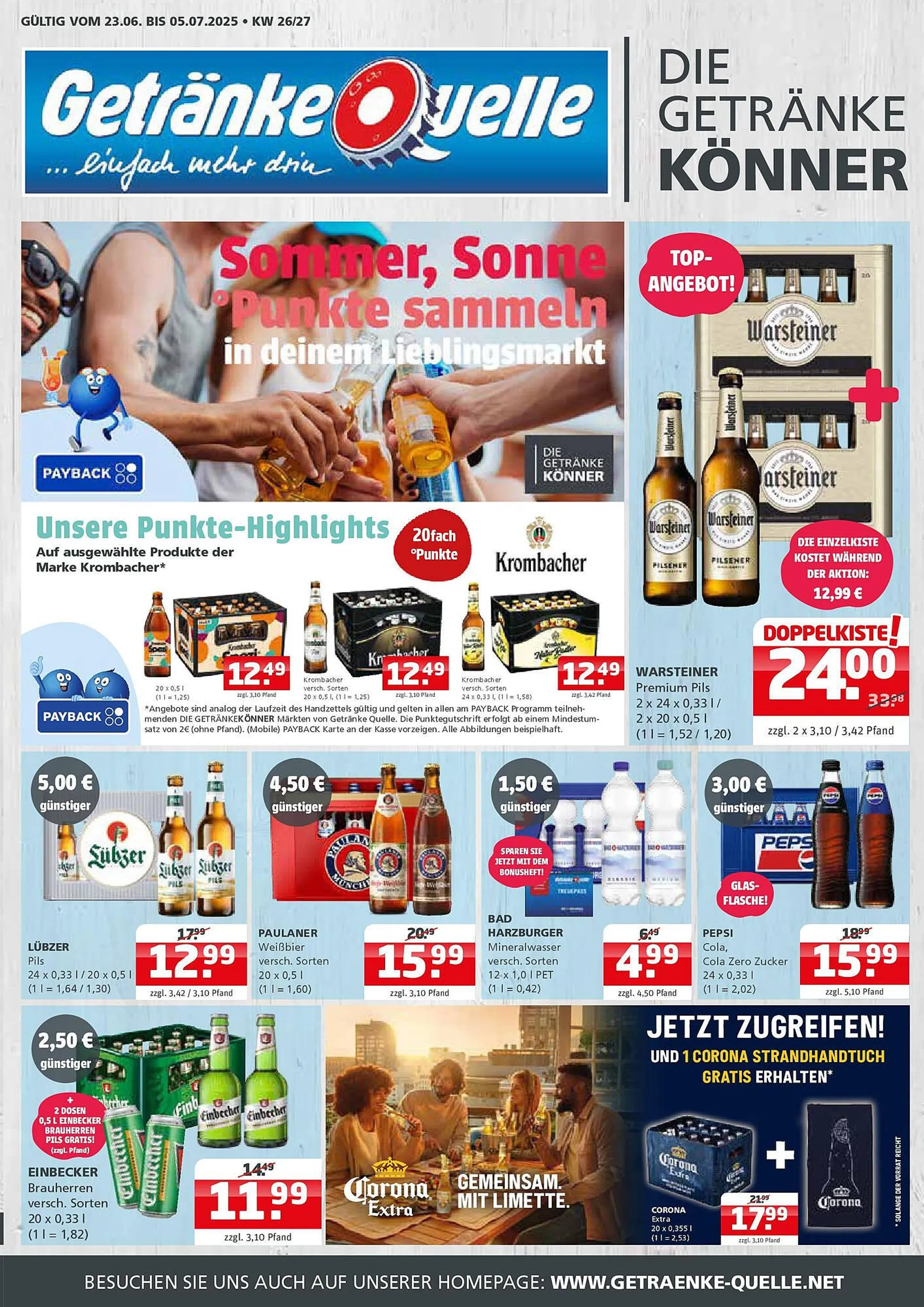 Getränke Quelle Prospekt von 22. Juni bis 5. Juli 2025 - Prospekt seite 1