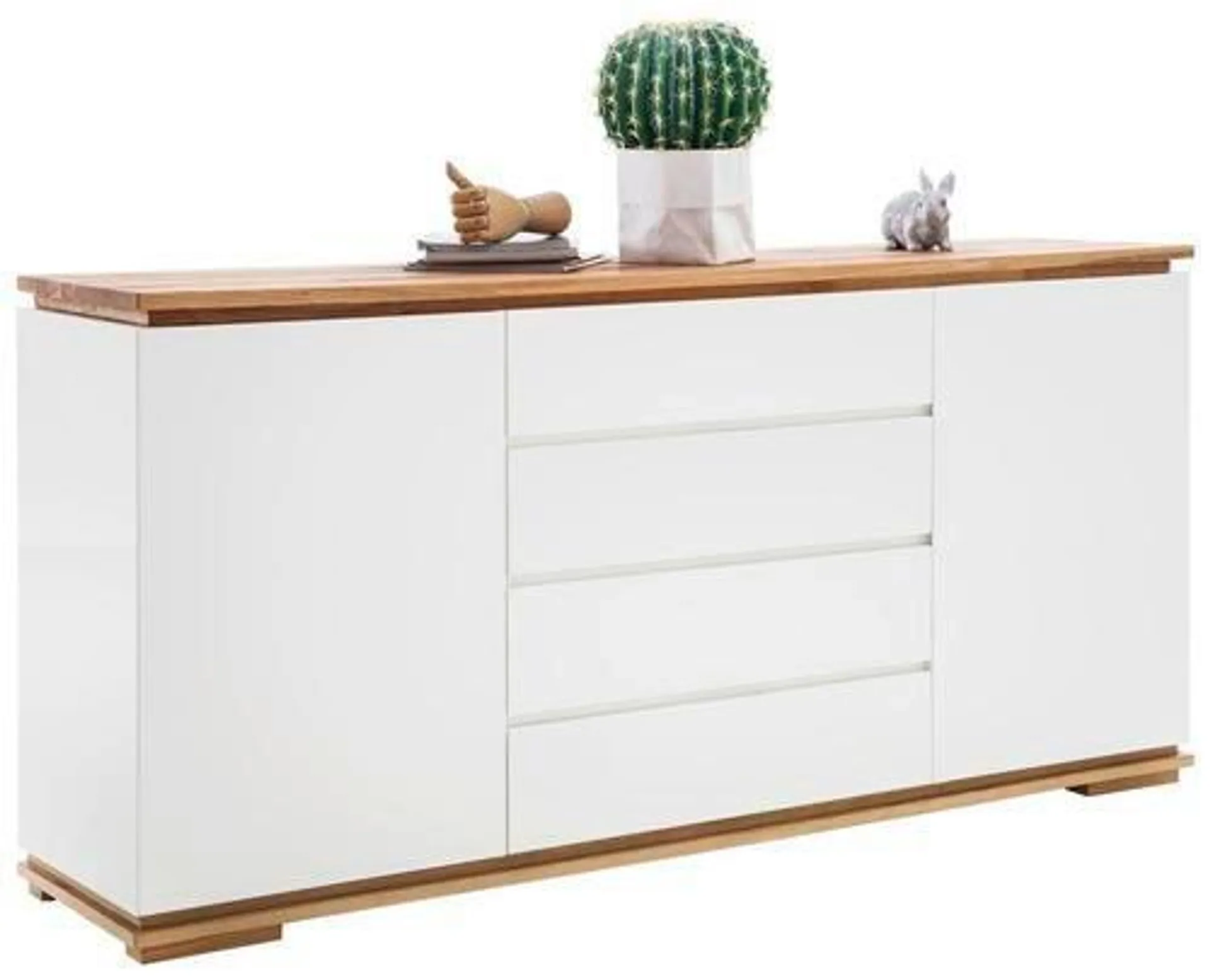 SIDEBOARD Asteiche, Eiche massiv Weiß, Eichefarben