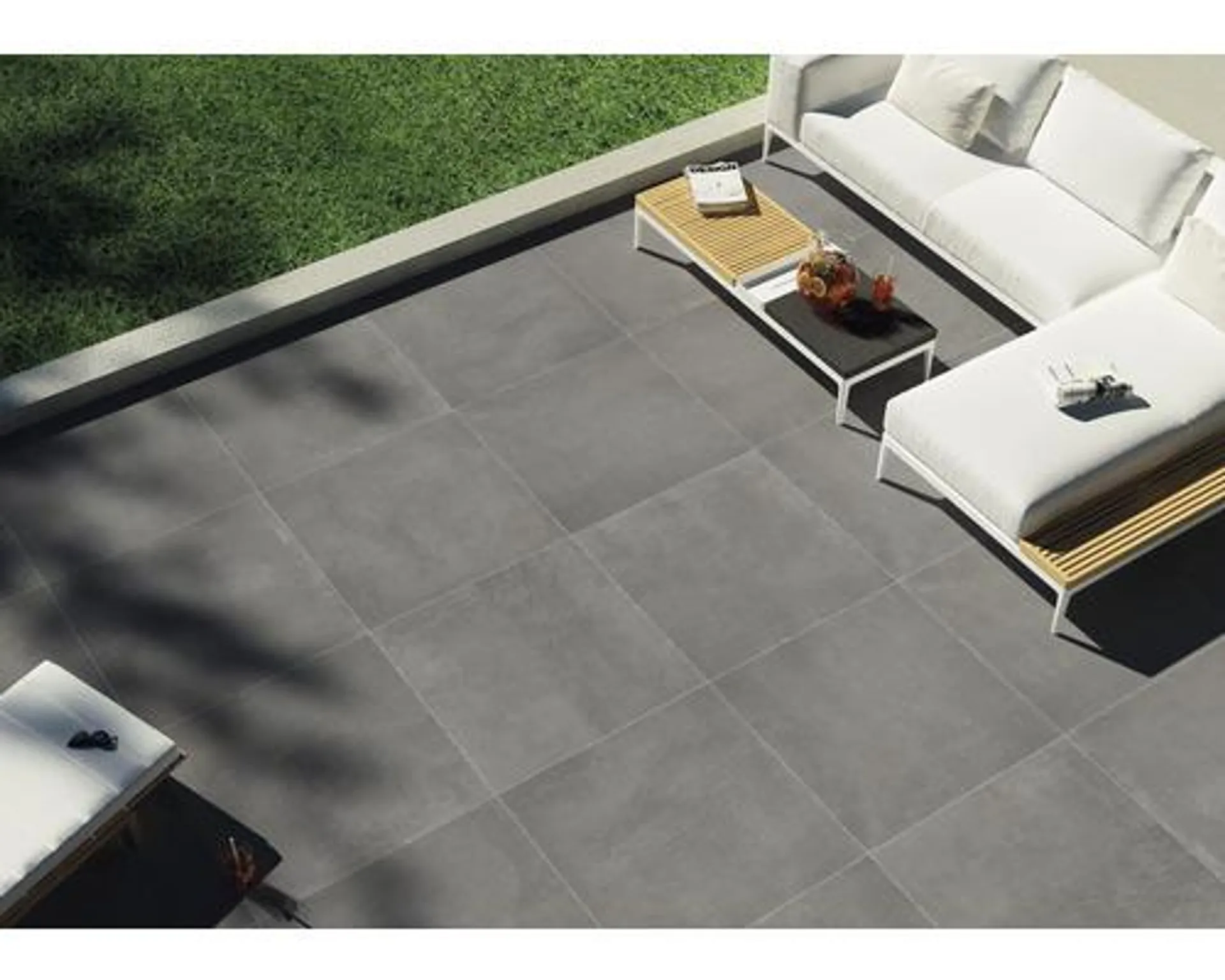 FLAIRSTONE Feinsteinzeug Terrassenplatte Modern Dark rektifizierte Kante 90 x 90 x 2 cm