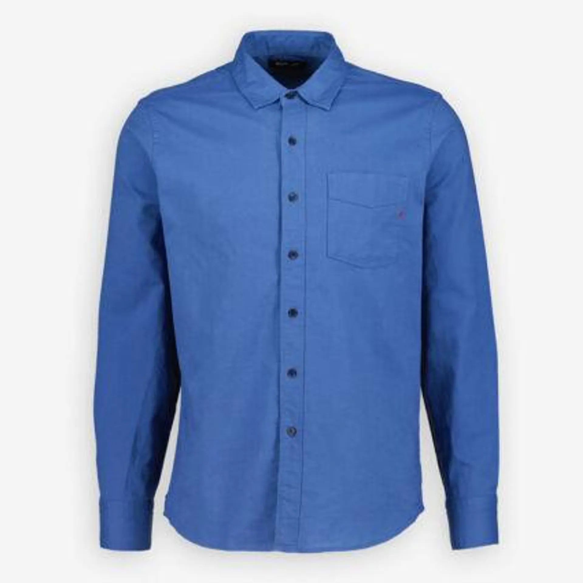 Blaues Langarmhemd mit Brusttasche