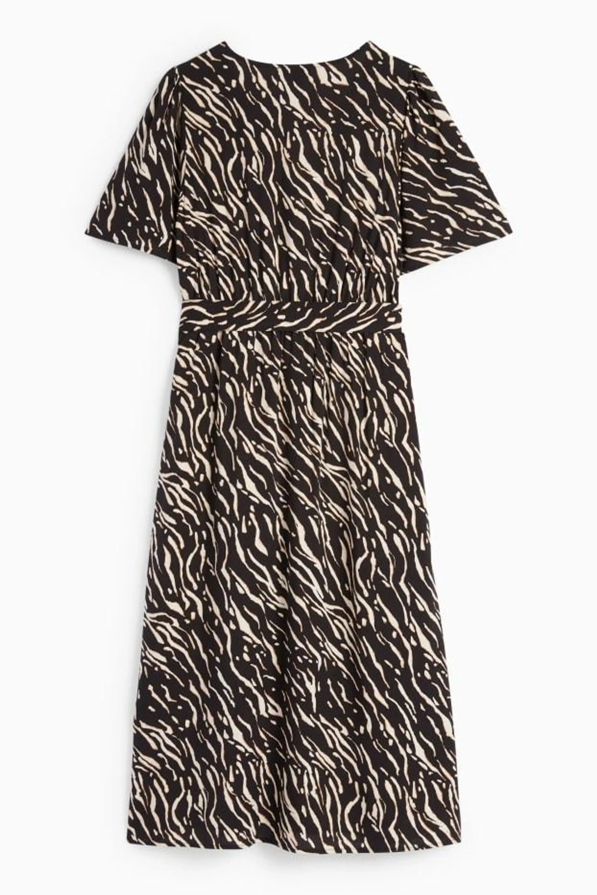 Viscose V-neck dress - patterned