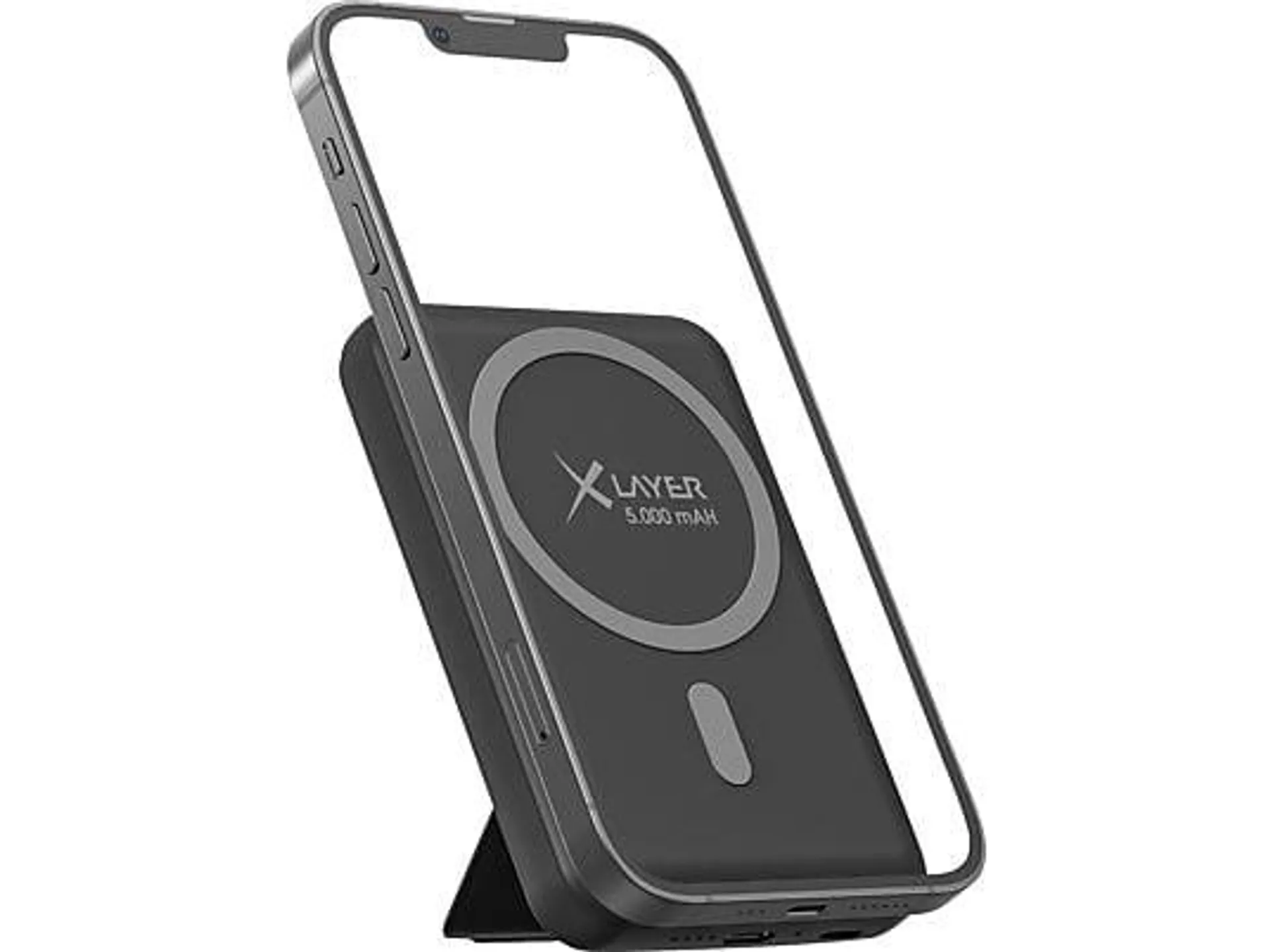 XLAYER MagFix Pro 2-in-1 mit integr. Standfuß Powerbank 5000 mAh Schwarz