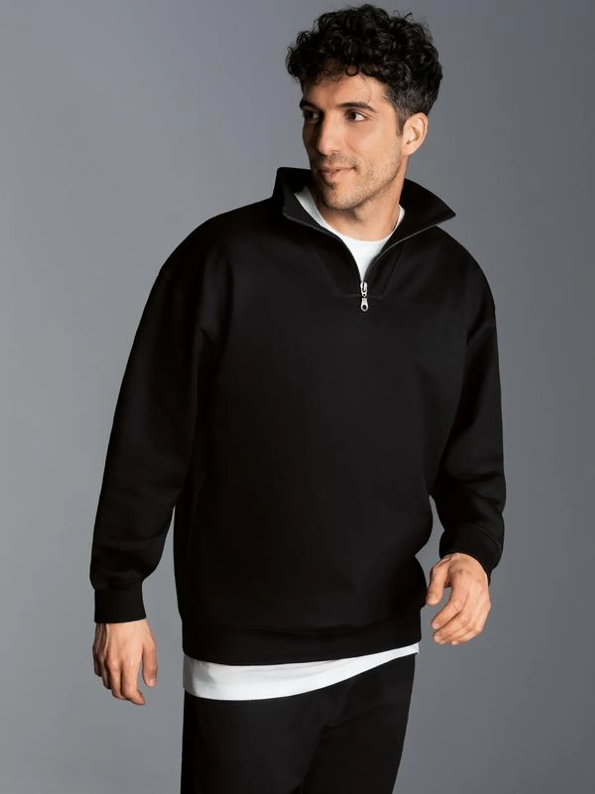 Troyer in bequemer Sweat-Qualität Schwarz