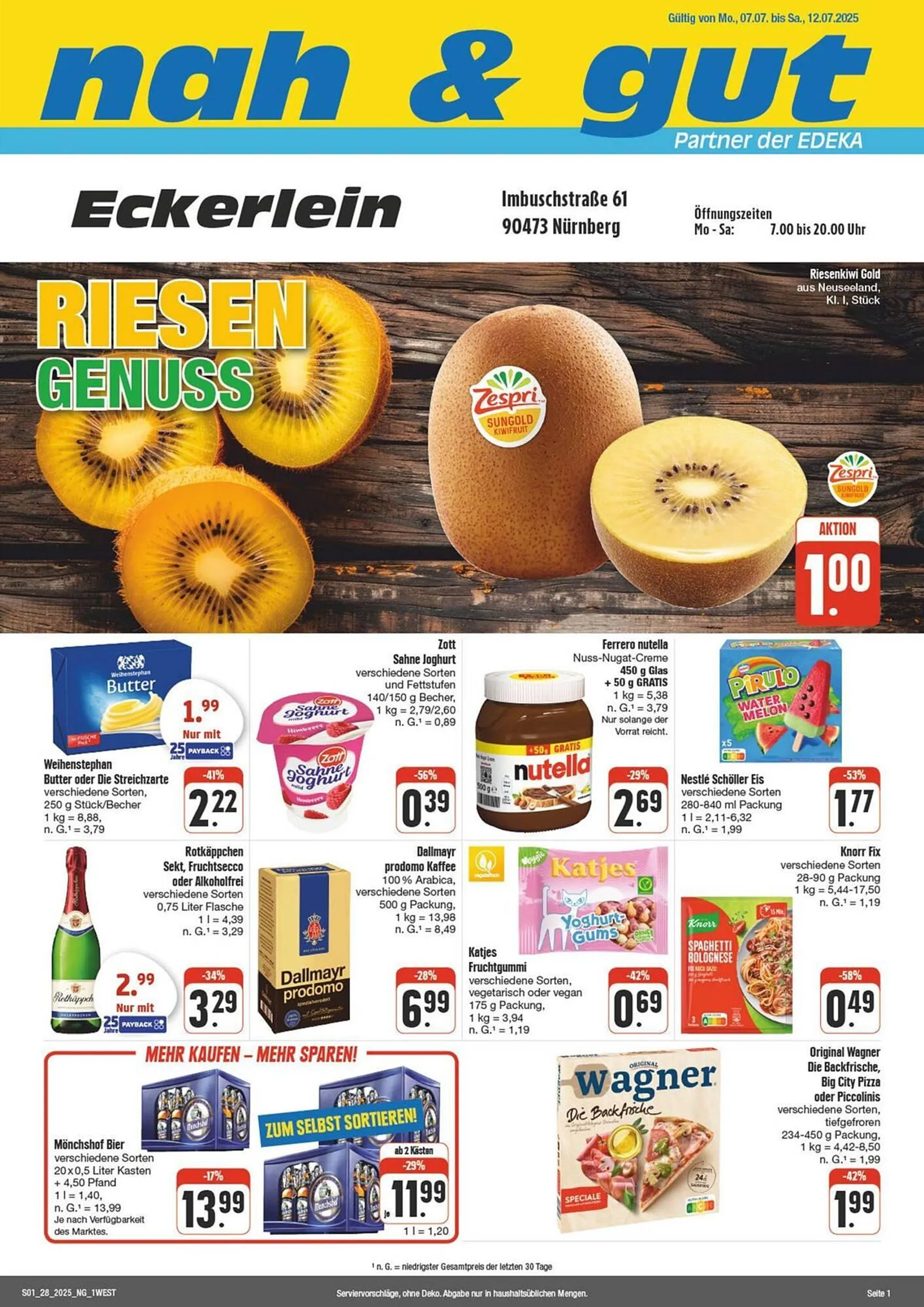 nah & gut Prospekt von 7. Juli bis 12. Juli 2025 - Prospekt seite 1
