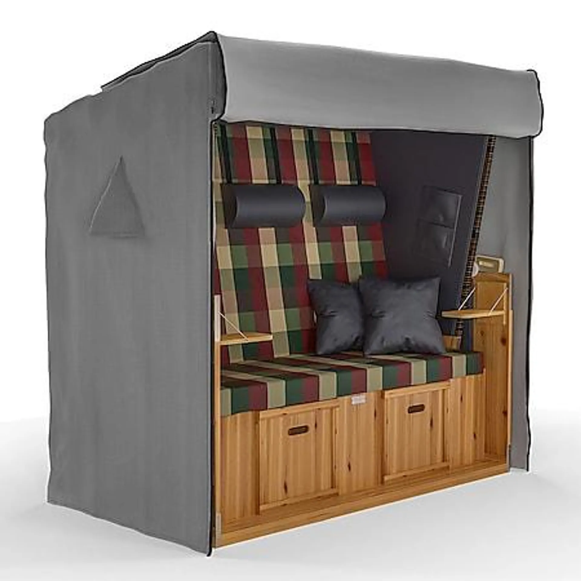 SANZARO Premium Strandkorb Abdeckung mit Ösen Strandkorbhülle | Grau 165 x 90 x 165 cm (BxTxH)