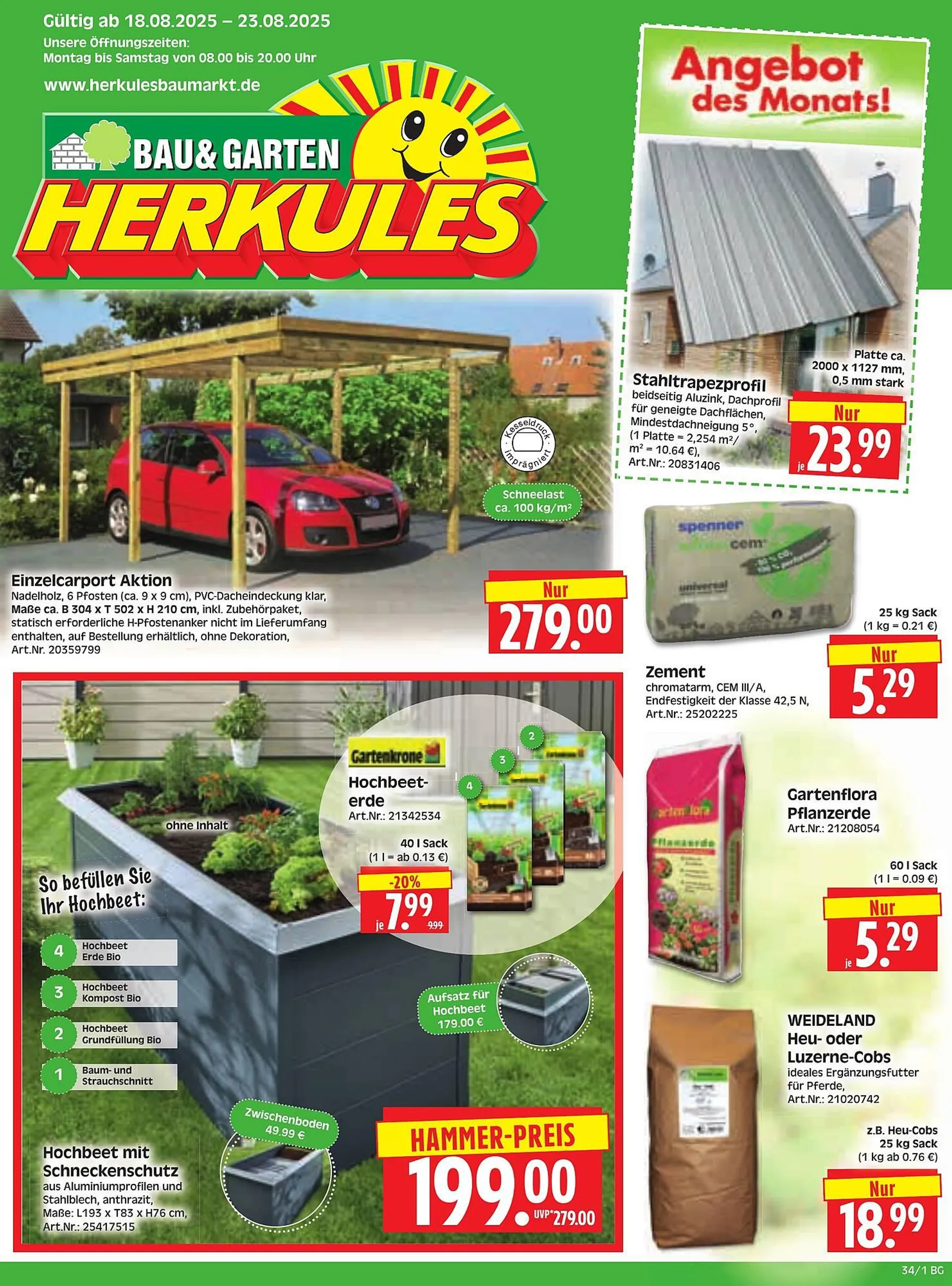 Herkules Baumarkt Prospekt von 18. August bis 23. August 2025 - Prospekt seite 1