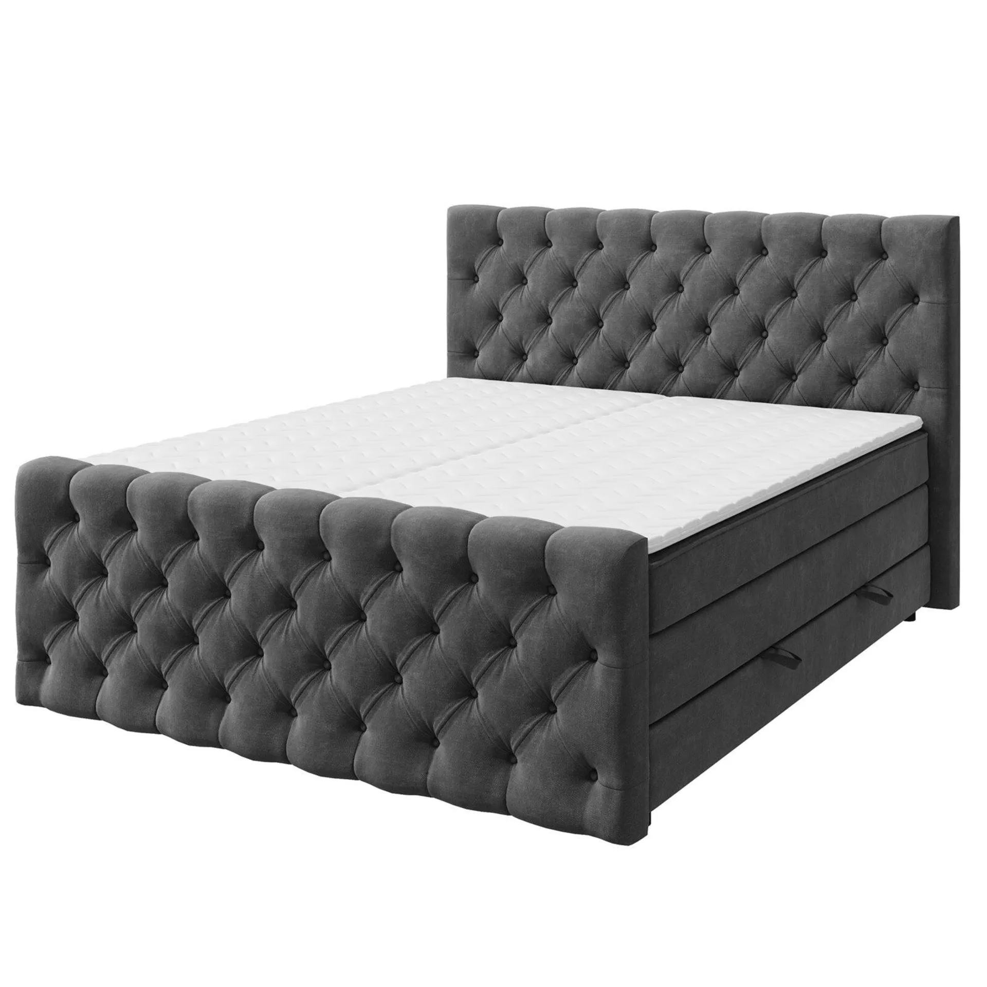 Boxspringbett - dunkelgrau - H3 - 180x200 cm