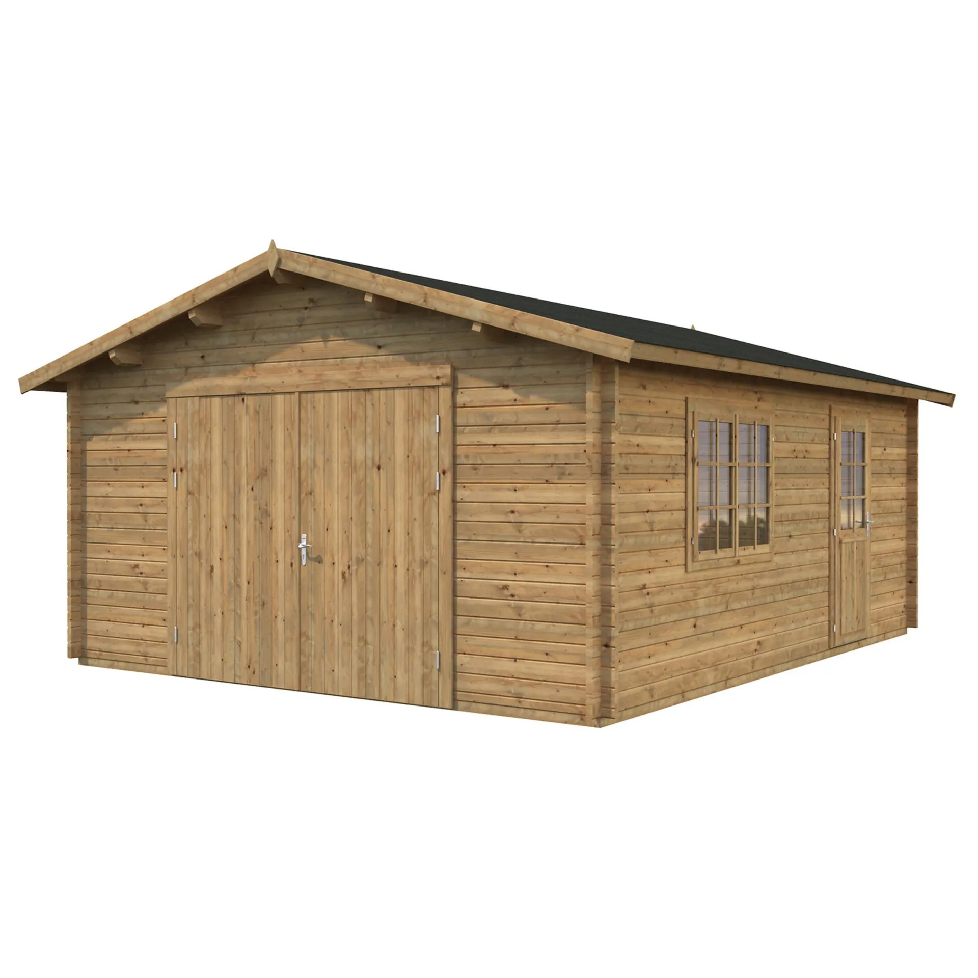 Blockbohlen-Garage, BxT: 450 x 550 cm (Außenmaße), Holz