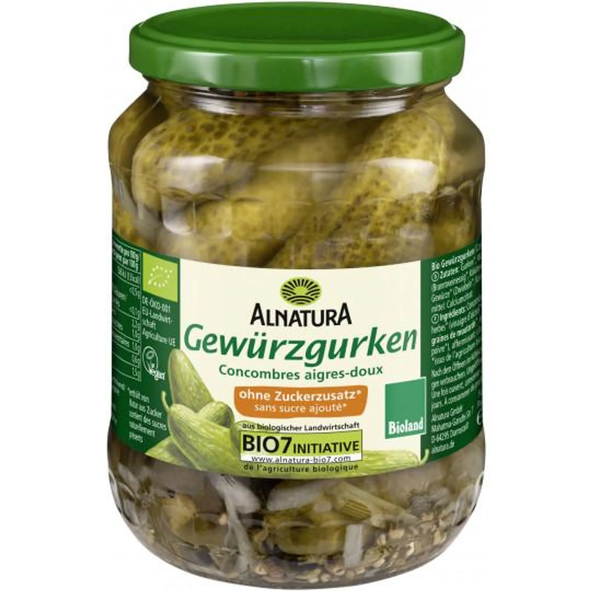 Alnatura Bio Gewürzgurken ohne Zuckerzusatz 670G