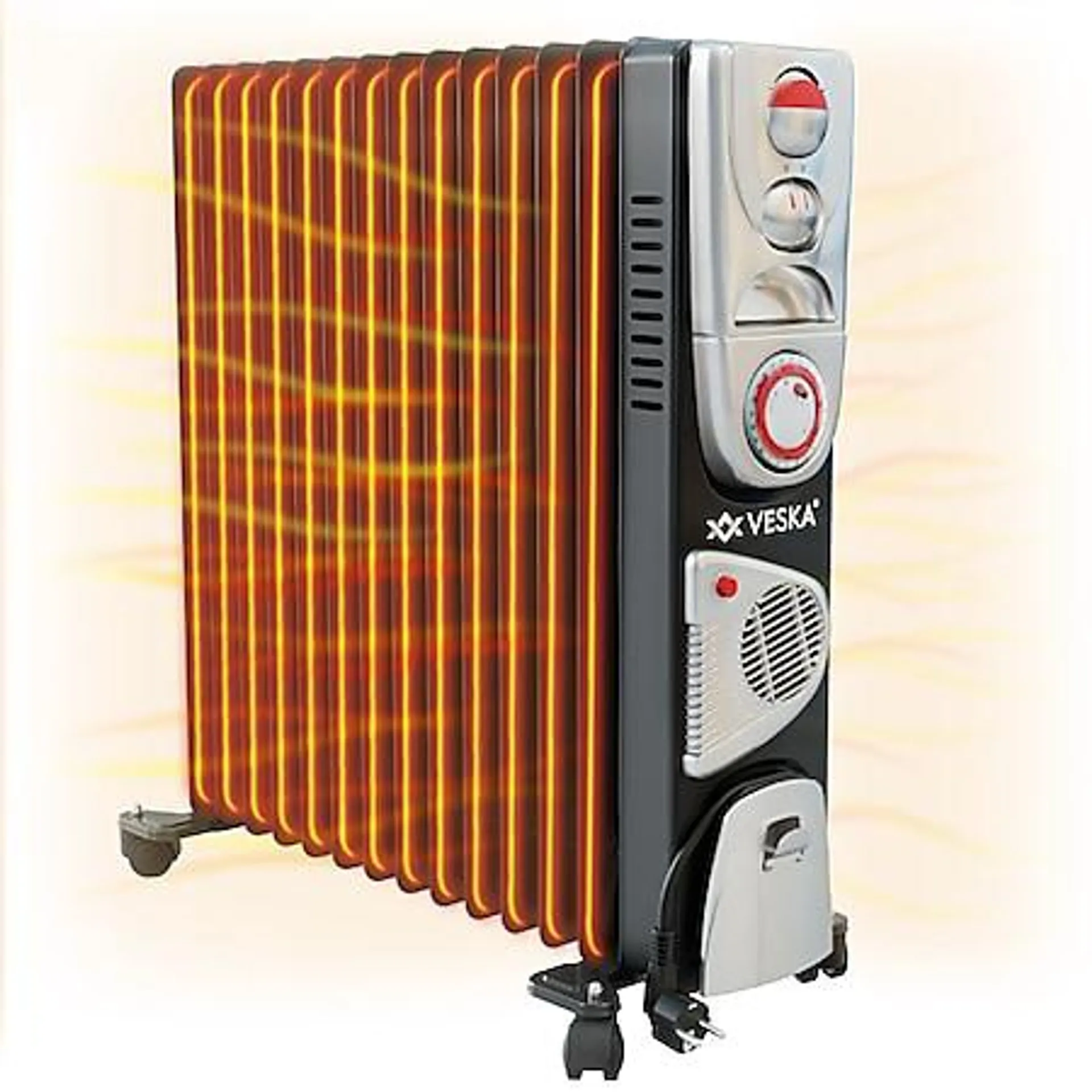 Ölradiator 2900W Elektro Heizkörper mit 13 Rippen - Schwarz