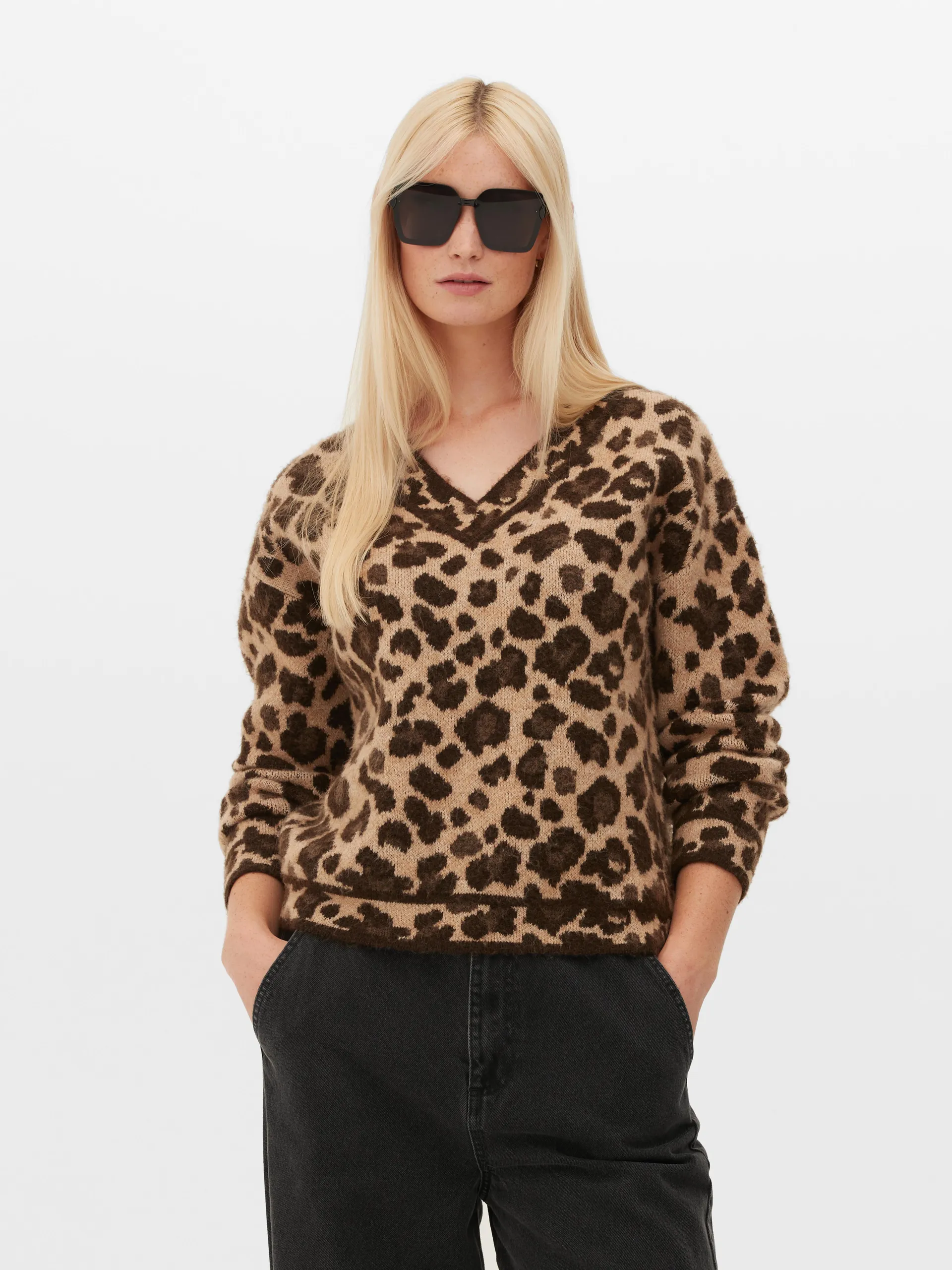 Camisola decote V leopardo