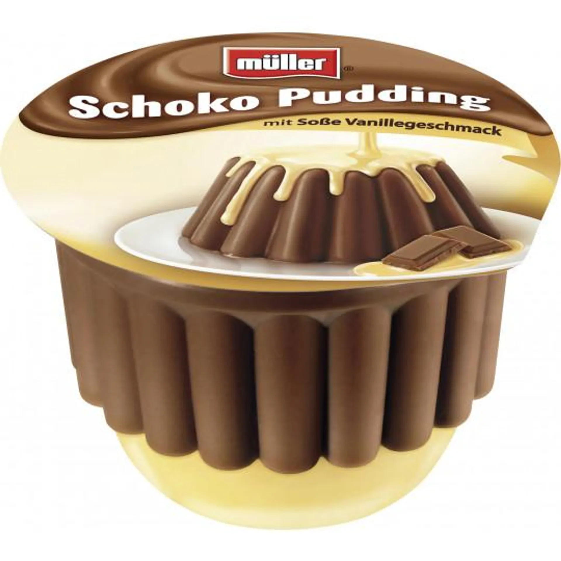 Müller Schoko Pudding mit Soße Vanillegeschmack 450G