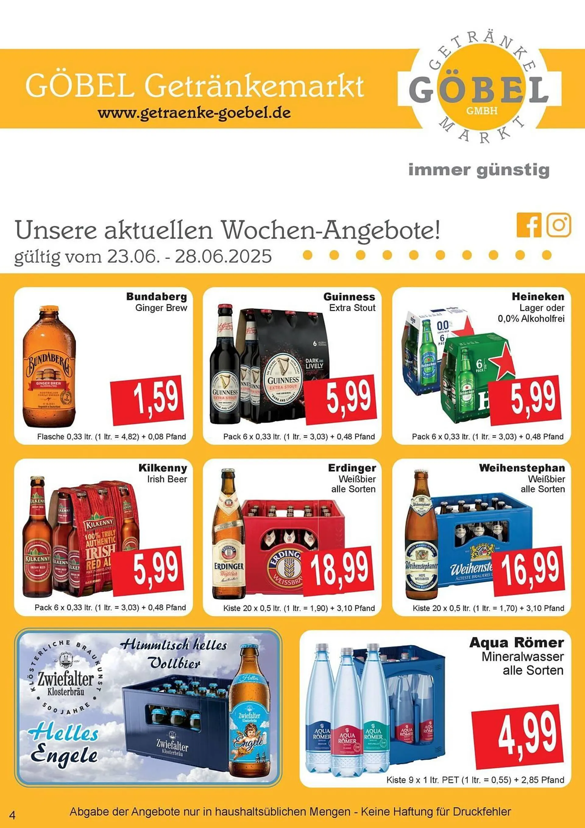 Getränke Göbel Prospekt von 23. Juni bis 28. Juni 2025 - Prospekt seite 1