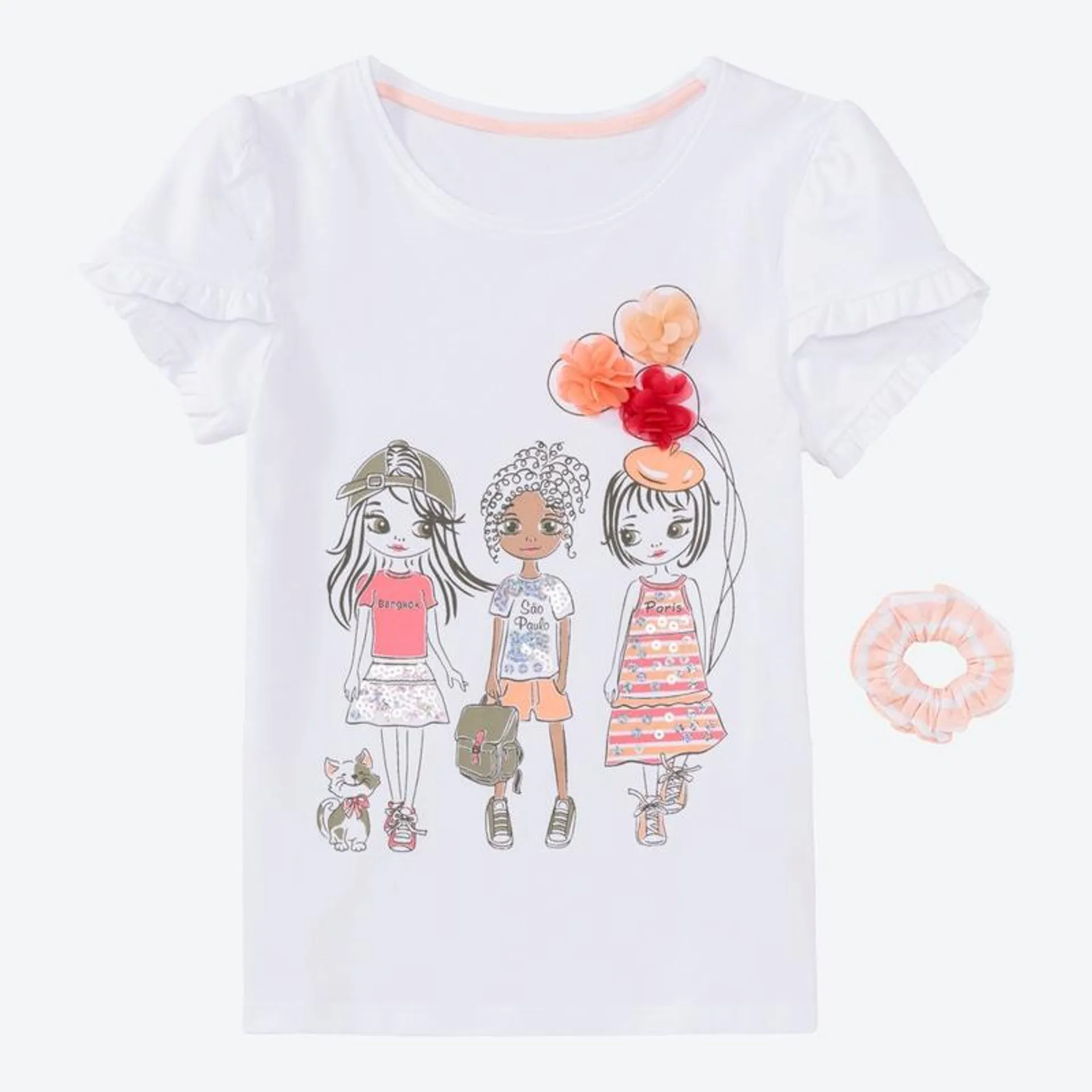 Kinder-Mädchen-T-Shirt mit Haarband, 2-teilig