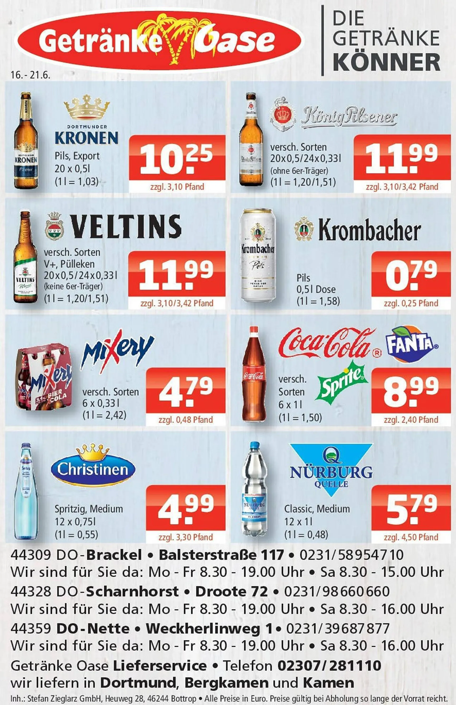 Getränke Oase Prospekt von 16. Juni bis 21. Juni 2025 - Prospekt seite 1