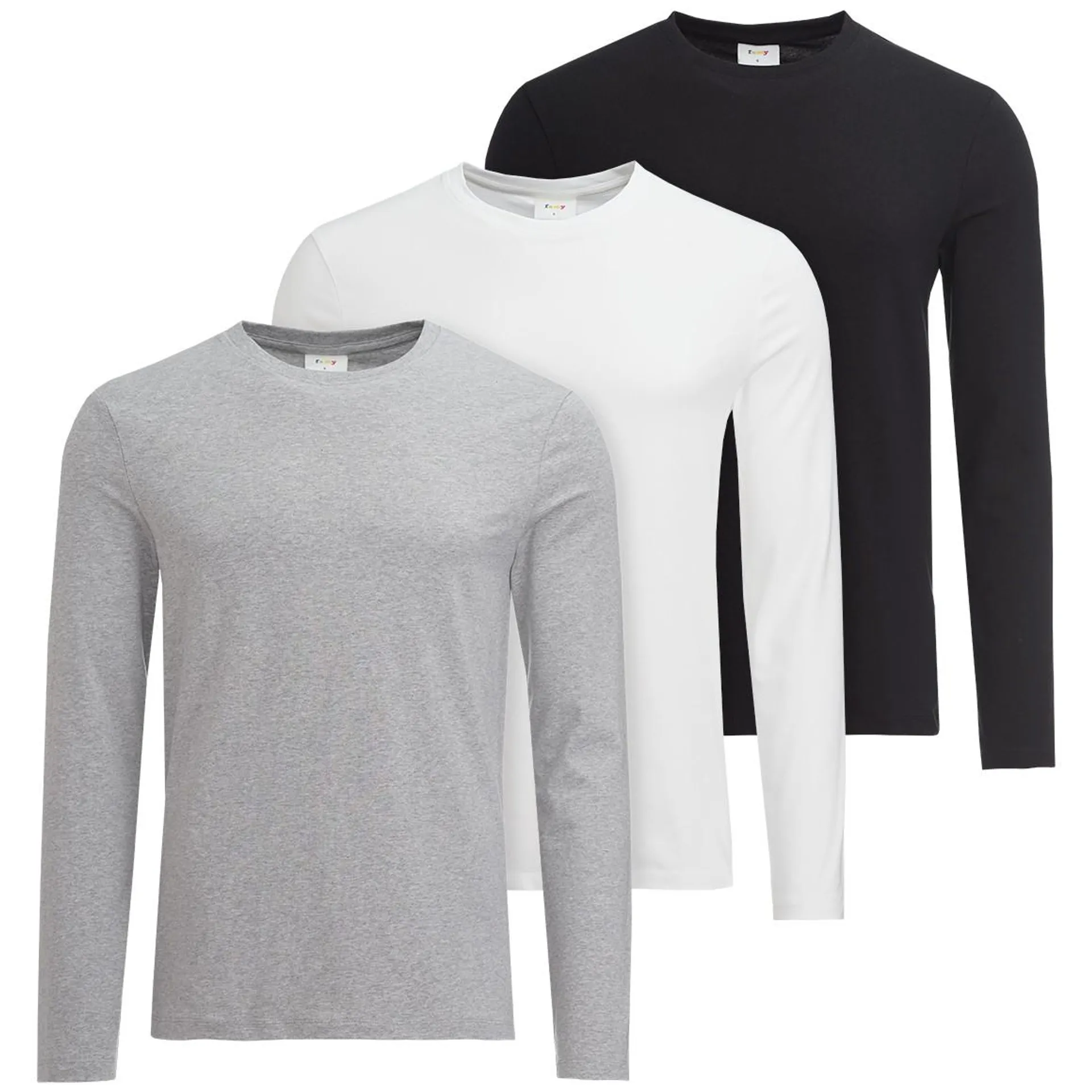 3 Herren Langarmshirts im Basic-Look