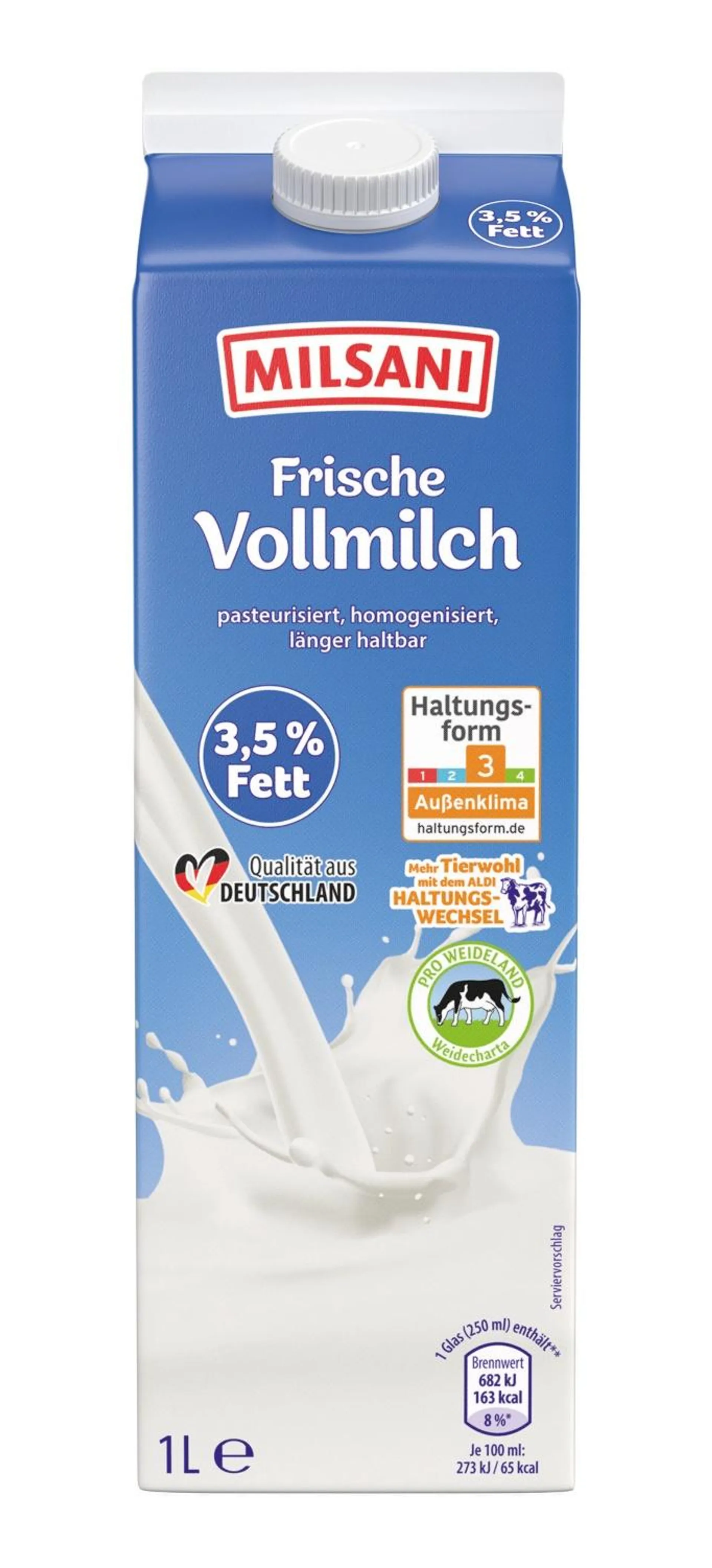 MILSANI Frische Vollmilch, 3,5% Fett 1 l